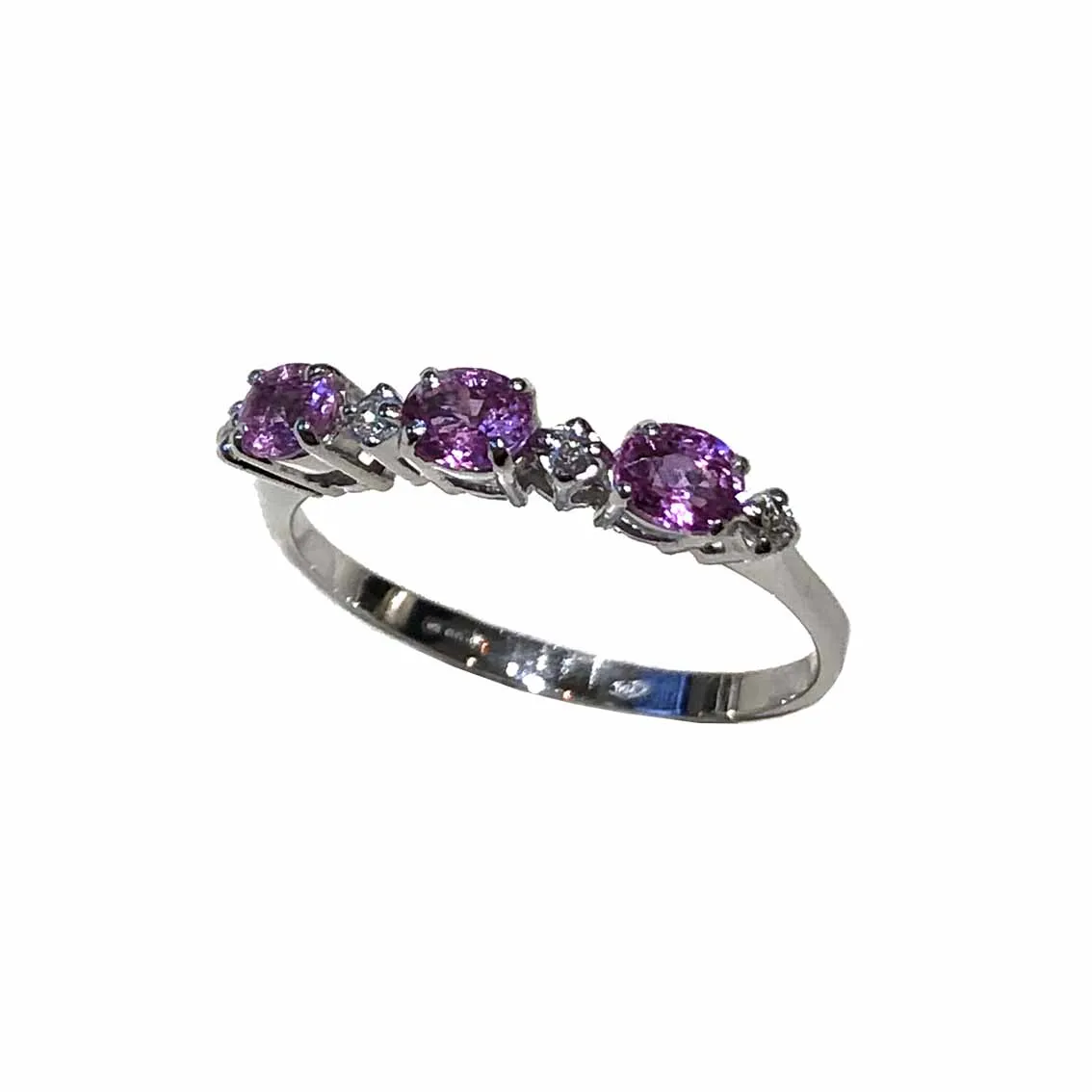 Anello Trilogy con Zaffiri Rosa e Diamanti