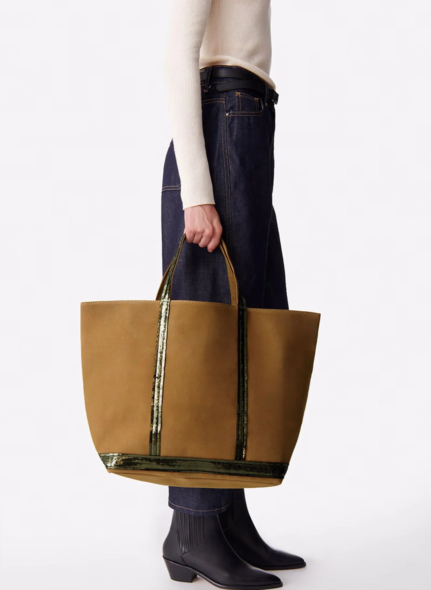  ATHE-VANESSA BRUNO   Borsa in tela e paillettes XL | Marrone