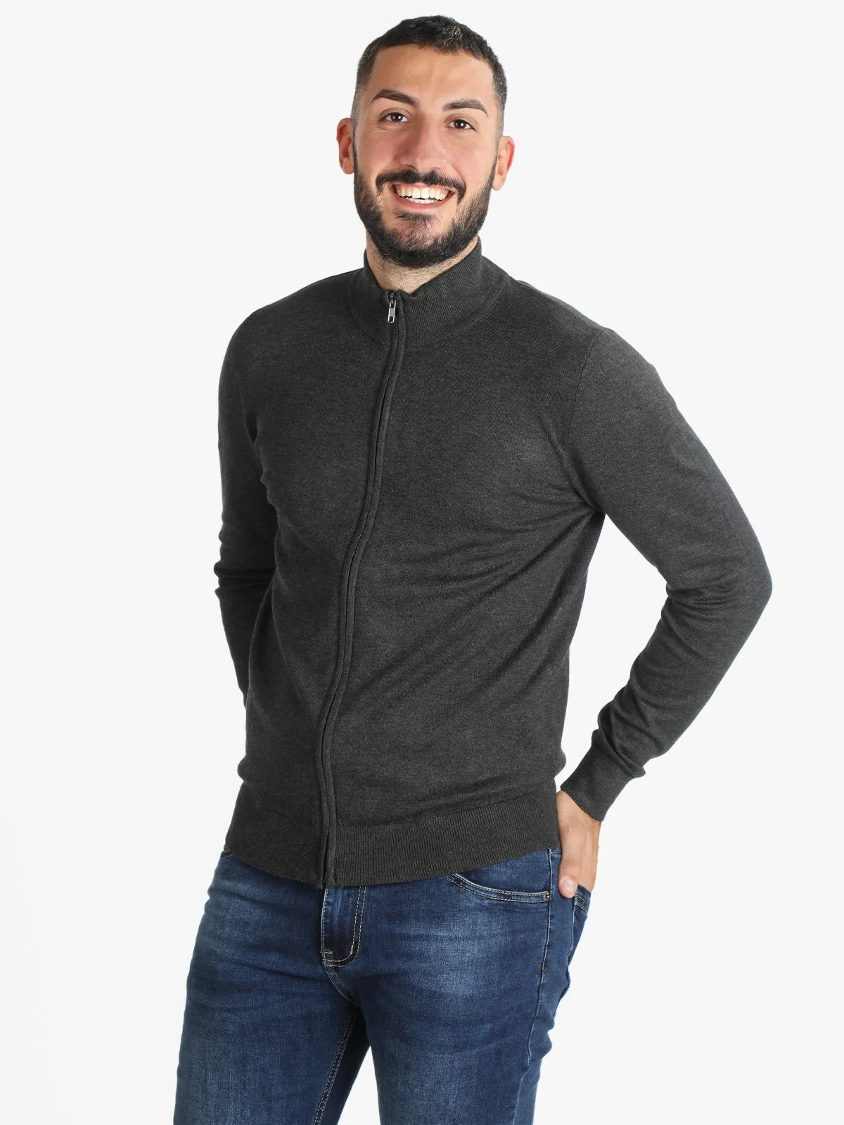 Baci & Abbracci Cardigan tricoté pour homme avec zip