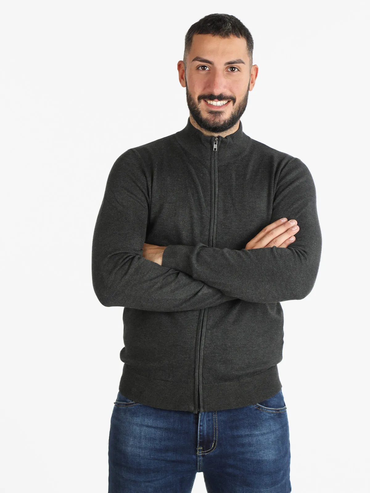 Baci & Abbracci Cardigan tricoté pour homme avec zip