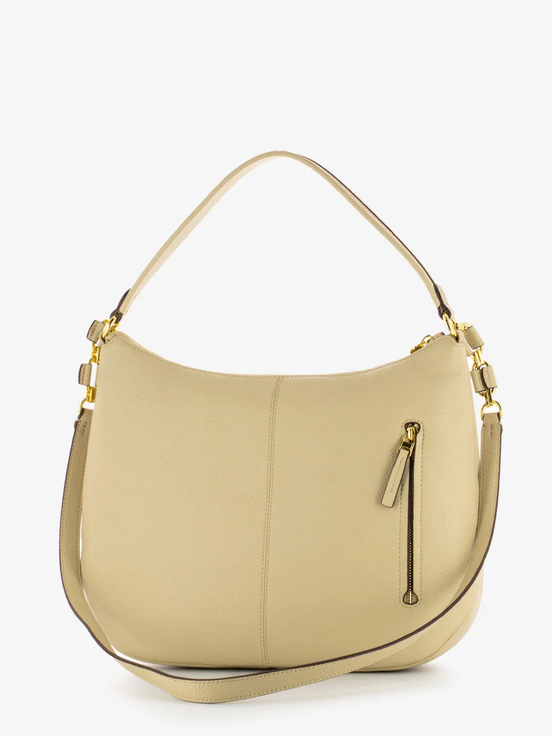 Borsa a spalla in pelle Yvonne beige