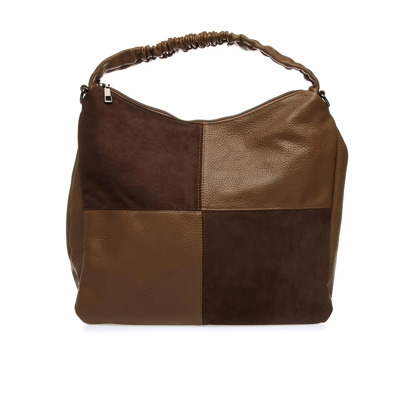 Borsa a spalla marrone scuro con dettaglio patch