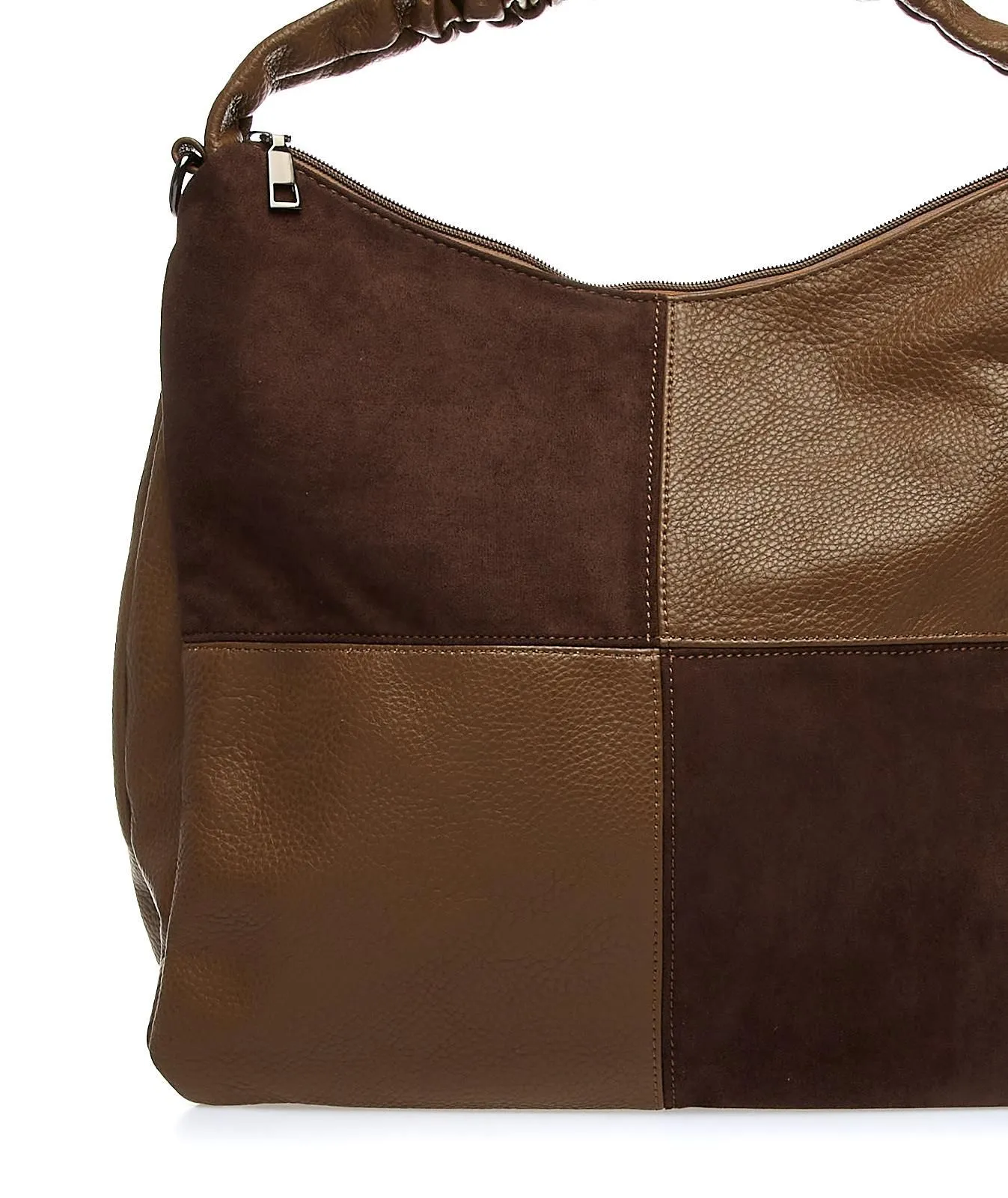 Borsa a spalla marrone scuro con dettaglio patch