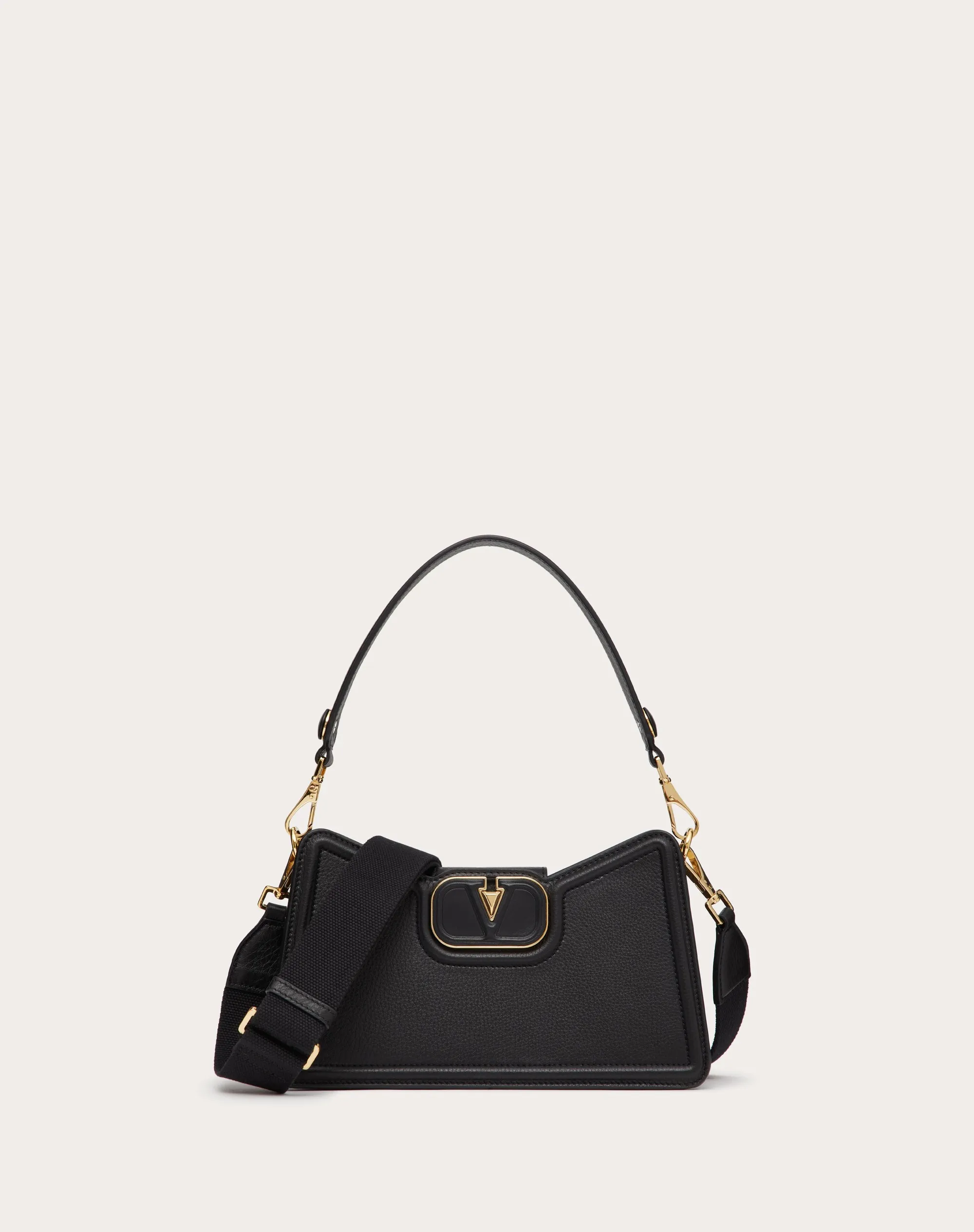 BORSA A SPALLA VLOGO LEATHER IN VITELLO GRANATO
