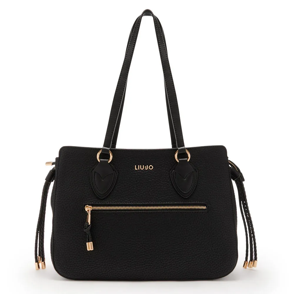 Borsa Donna Shopping LIU JO Better Ecosostenibile Effetto Bottalato Nero AF3158