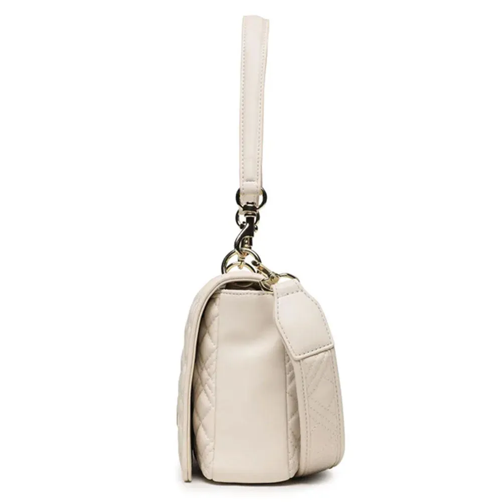 Borsa Donna Trapuntata a Spalla e Tracolla LOVE MOSCHINO linea Logo Lettering color Avorio