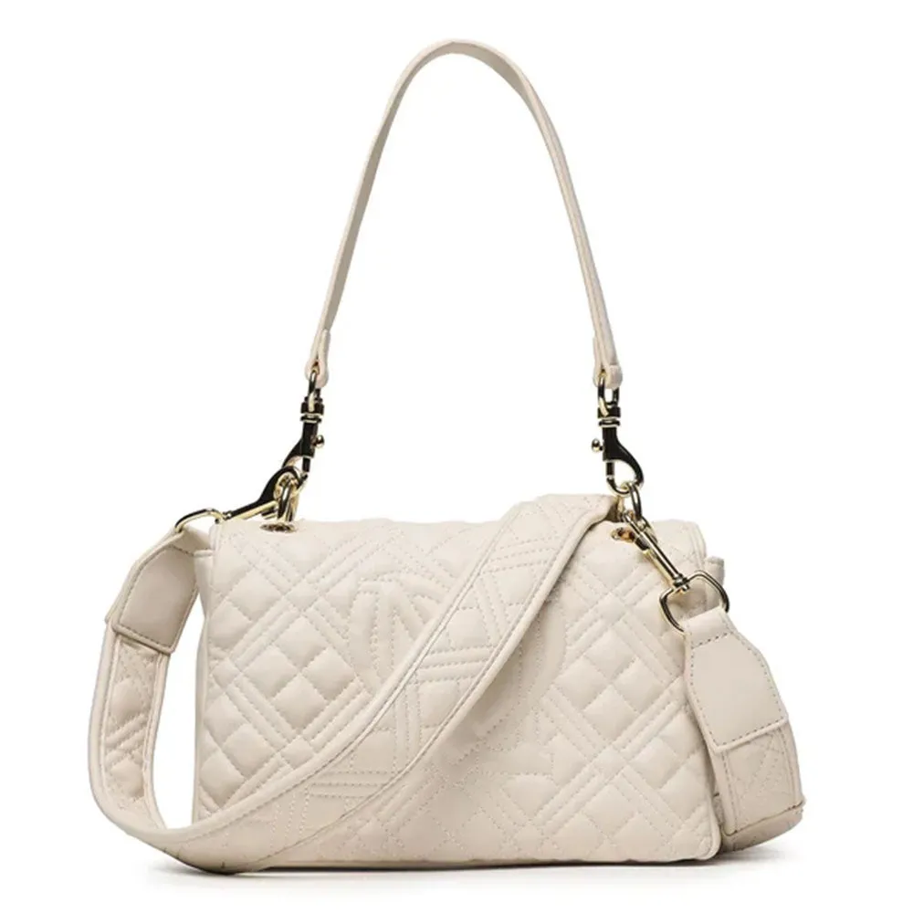 Borsa Donna Trapuntata a Spalla e Tracolla LOVE MOSCHINO linea Logo Lettering color Avorio