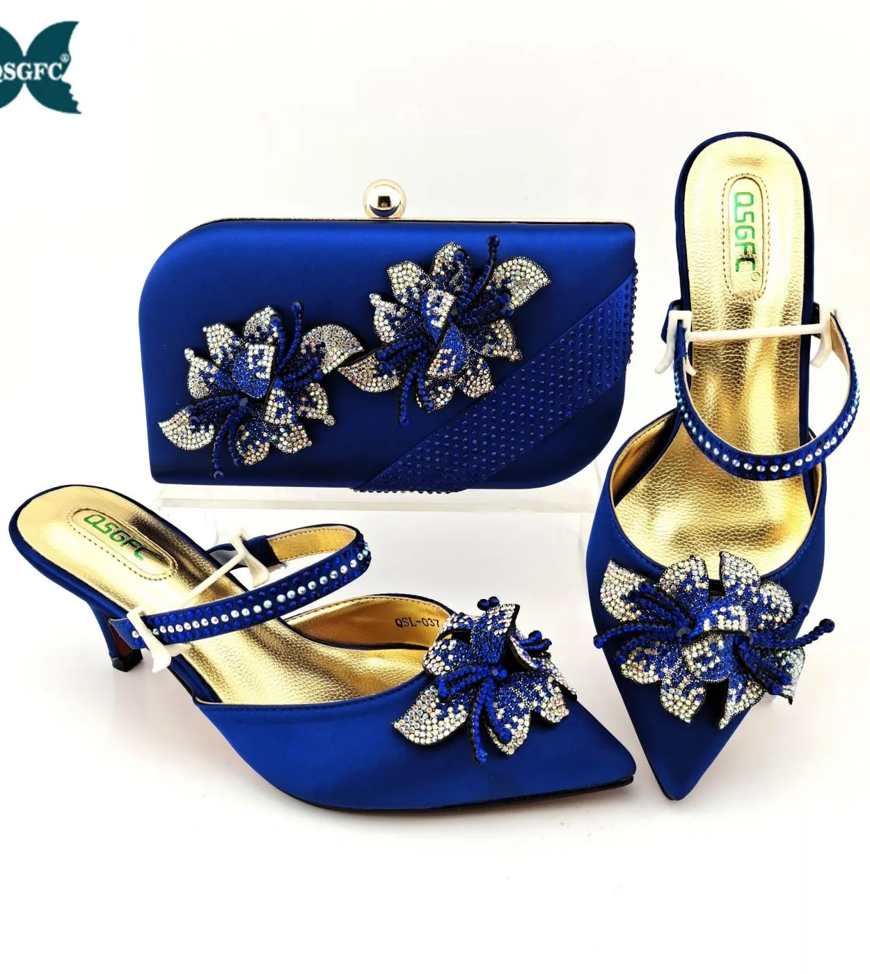 Borsa per scarpe blu reale Borsa per scarpe italiana blu reale Borsa per scarpe Lady Italian Set Pumps