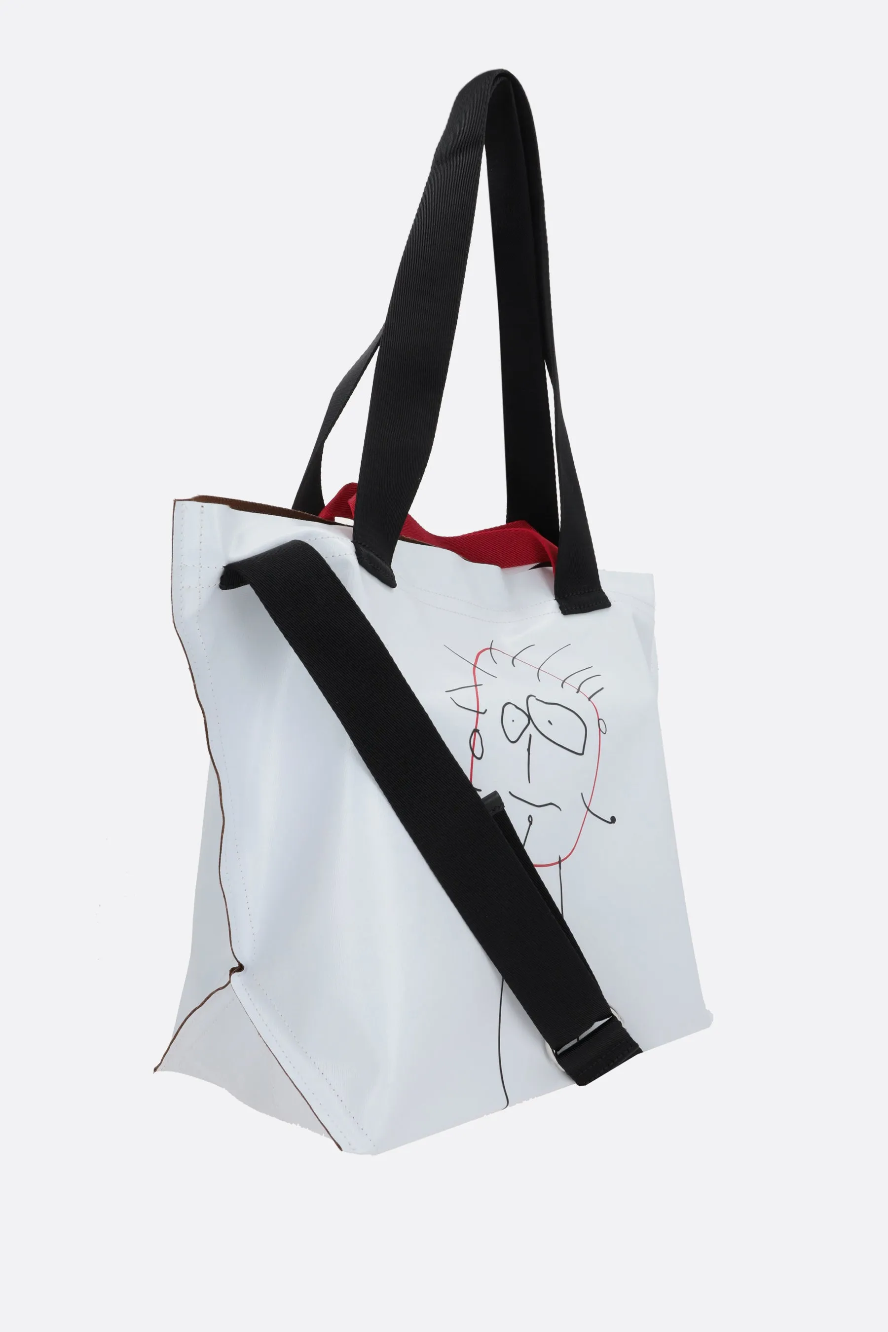  borsa shopping Pili e Bianca media in canvas resinato  