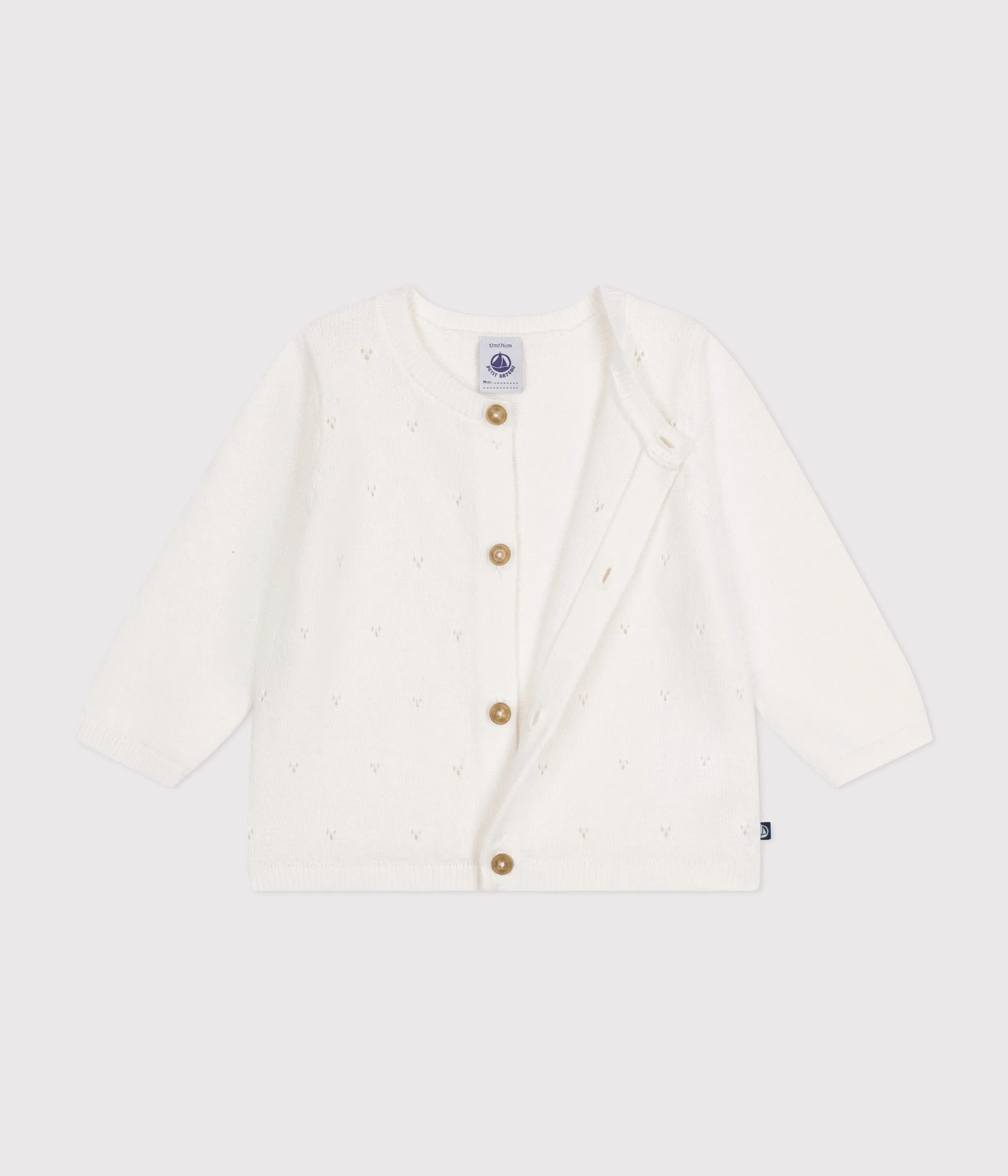 CARDIGAN BIANCO BEB IN TRICOT DI COTONE TRAFORATO