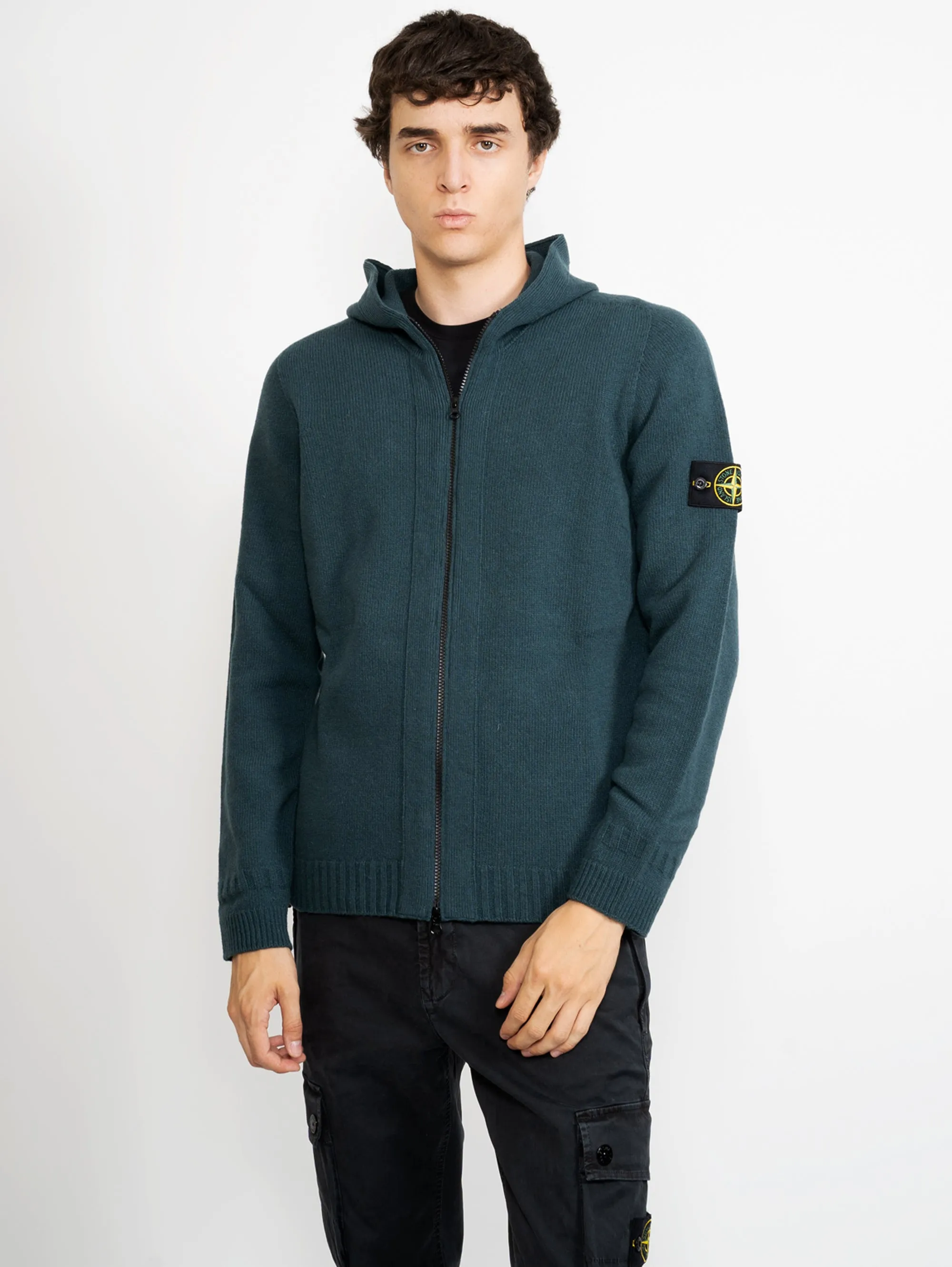 Cardigan con Cappuccio Verde