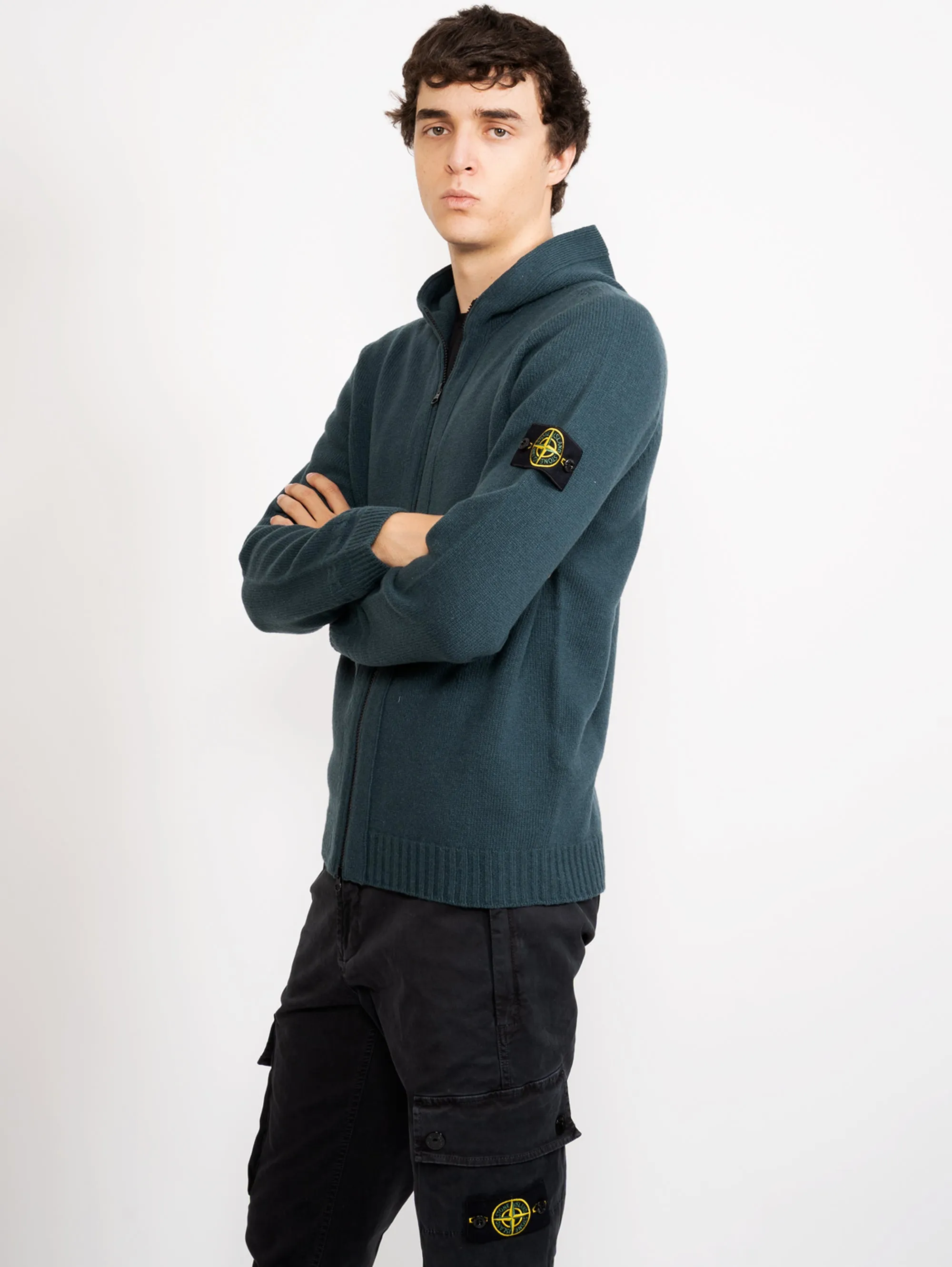 Cardigan con Cappuccio Verde