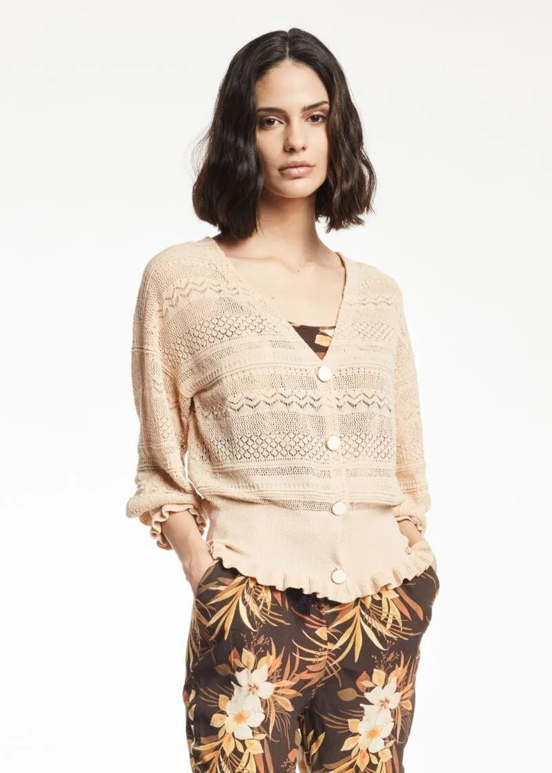 Cardigan con trama grafica