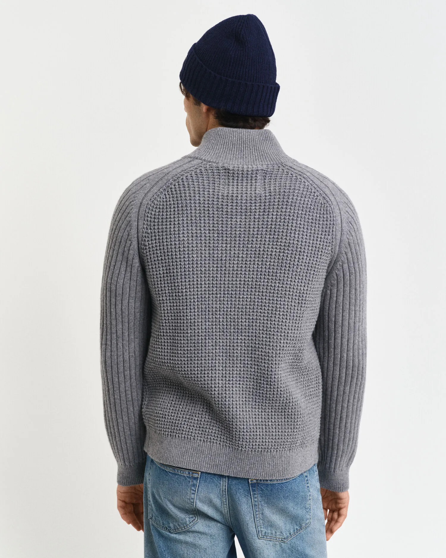 Cardigan con zip in misto lana testurizzata    