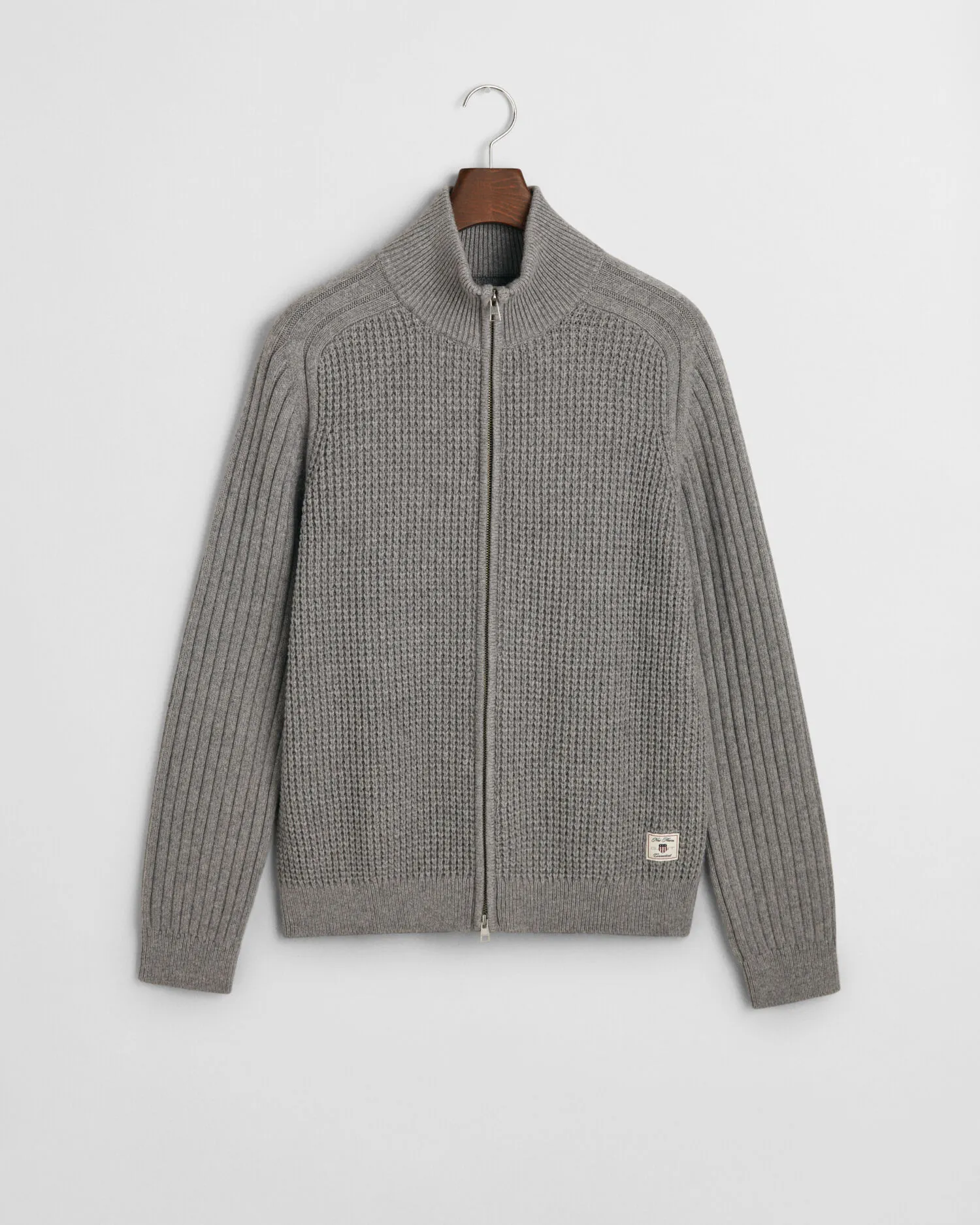 Cardigan con zip in misto lana testurizzata    