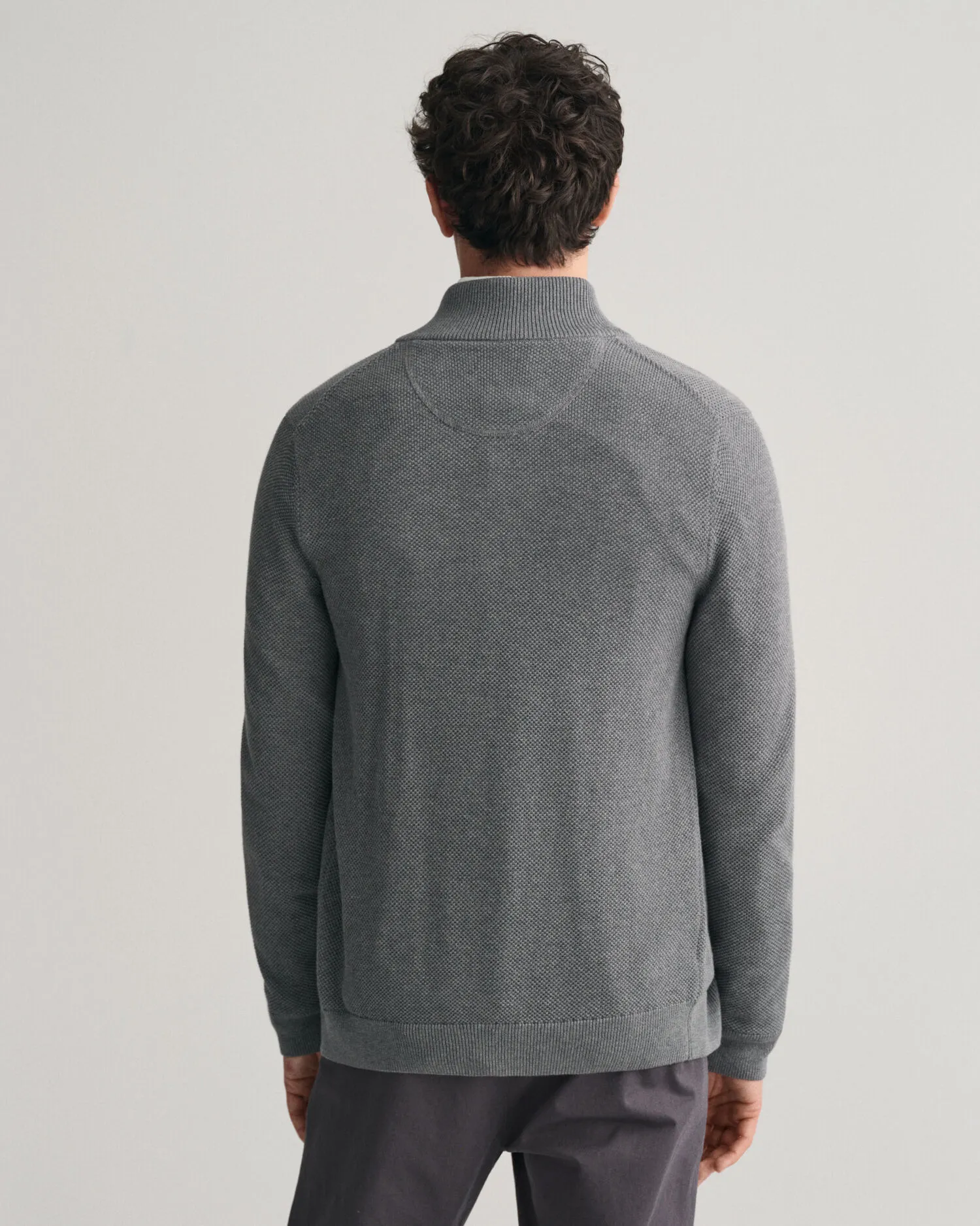 Cardigan con zip in piqué di cotone    