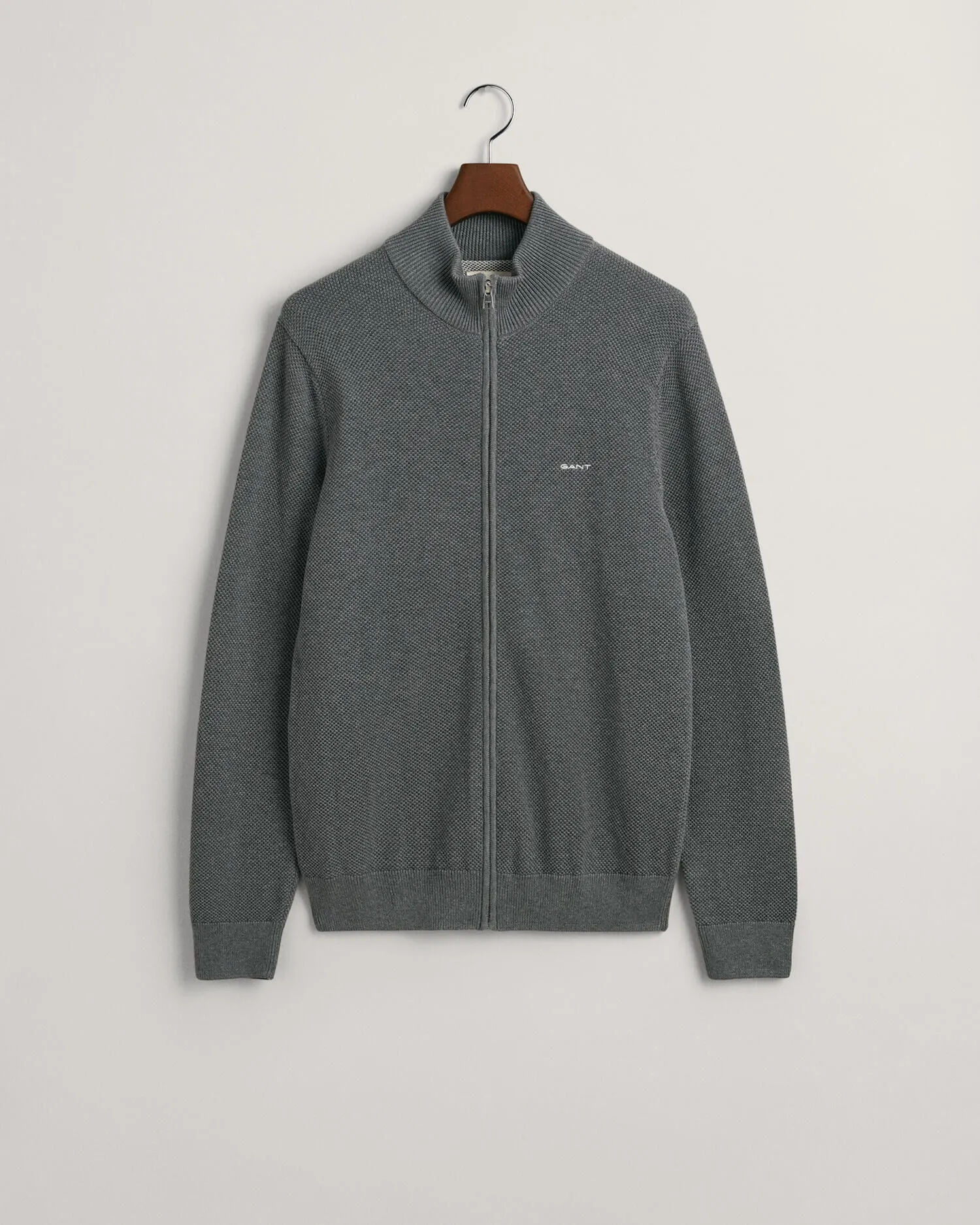 Cardigan con zip in piqué di cotone    