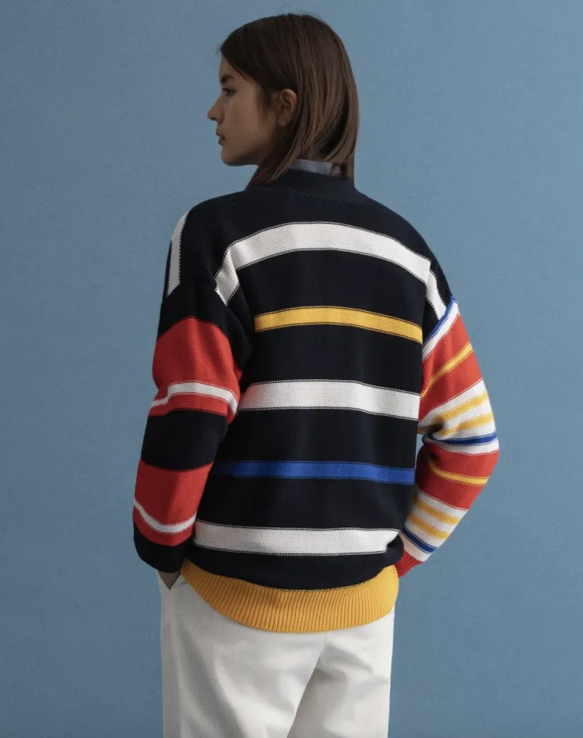 Cardigan Gant donna a righe multicolore in cotone 4802096