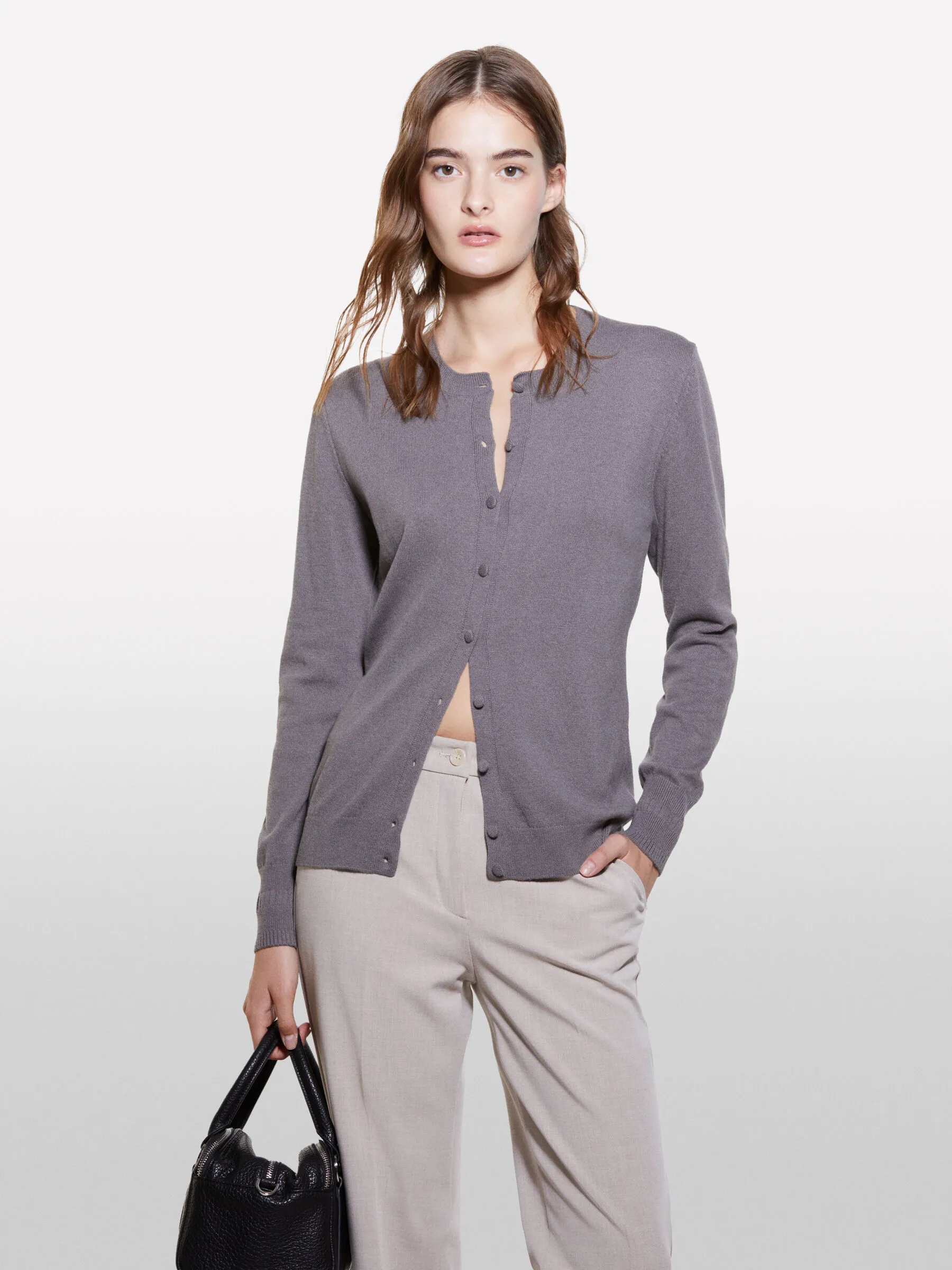 Cardigan in maglia grigio scuro
