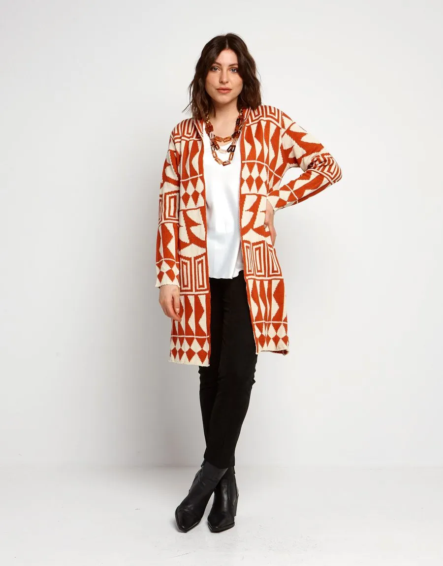 Cardigan lungo in  jacquard