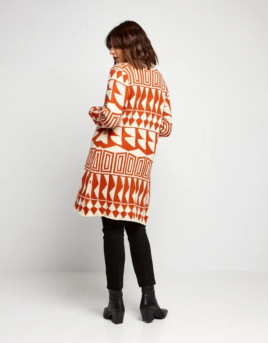 Cardigan lungo in  jacquard