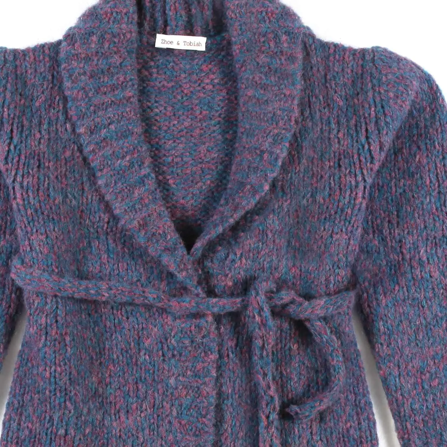 Cardigan Melange Blu E Viola Bambina