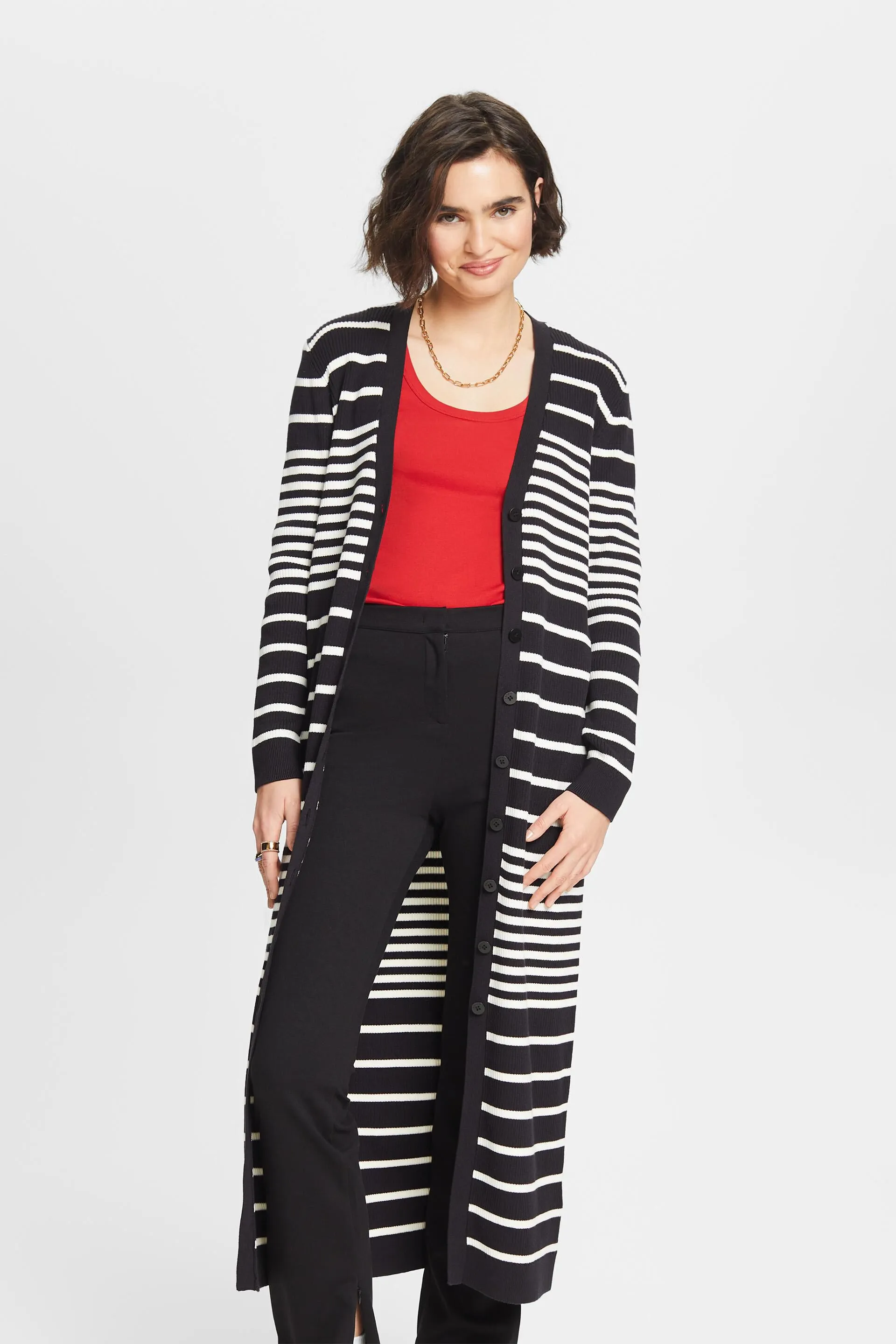 Cardigan midi a righe