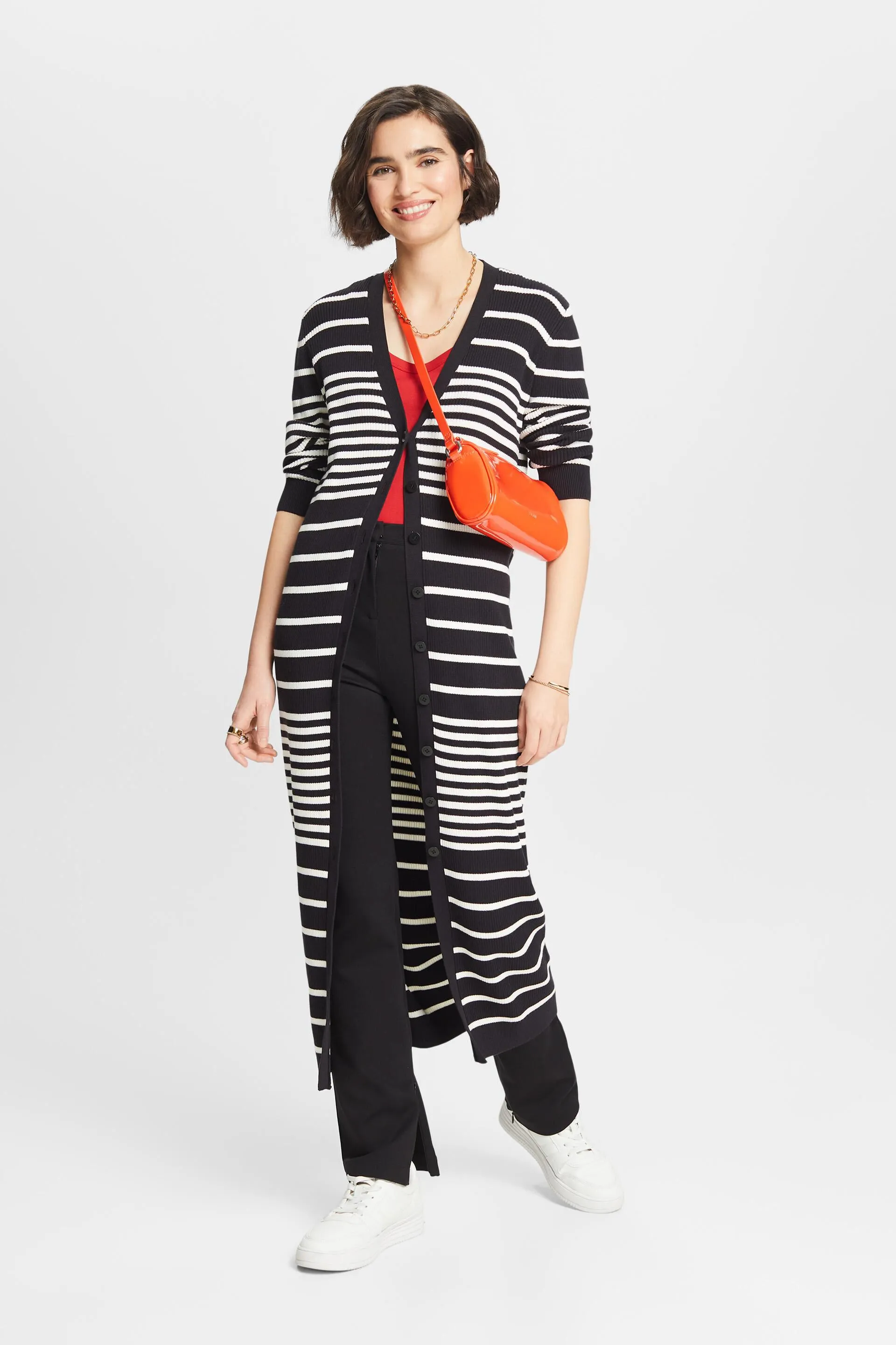 Cardigan midi a righe