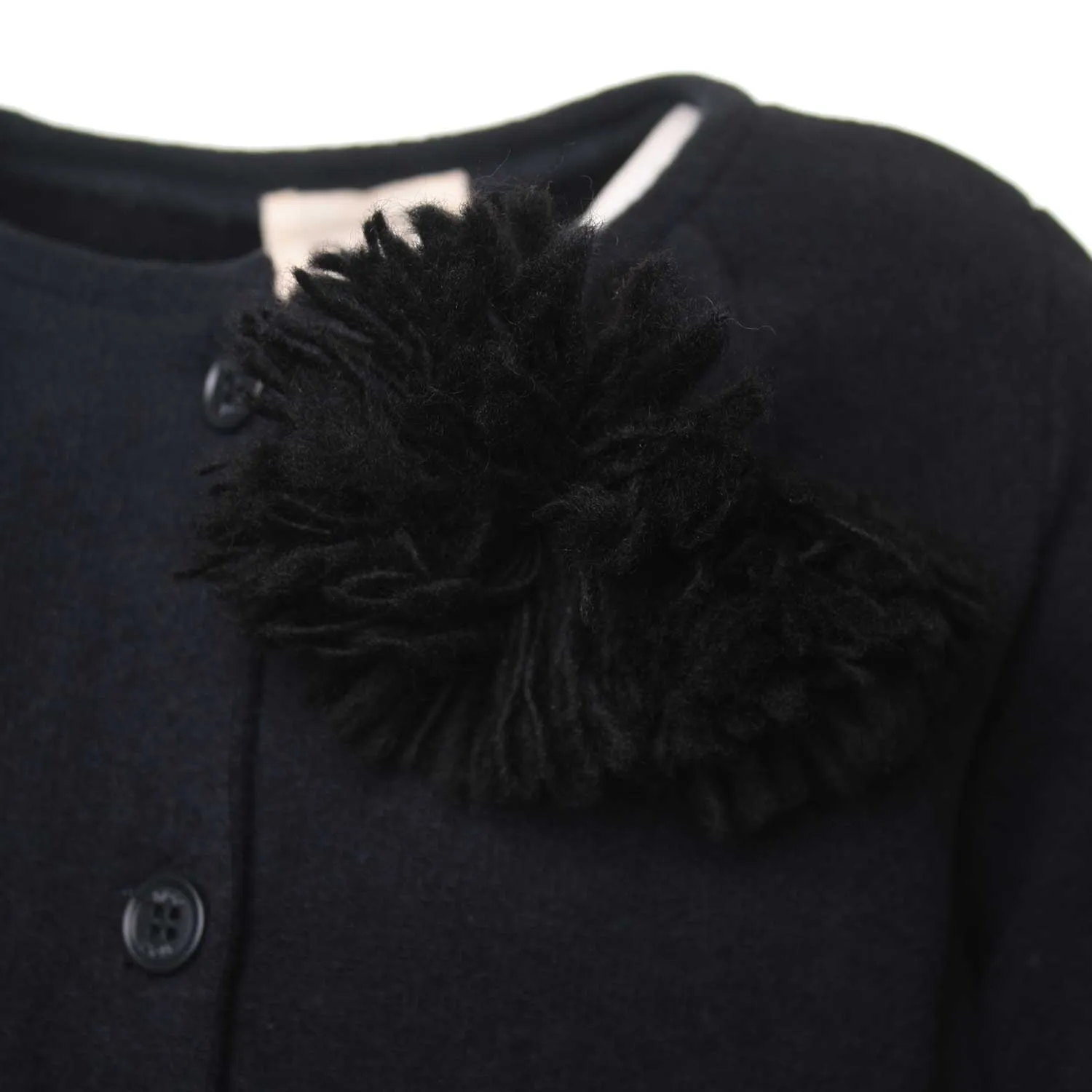 Cardigan Nero Bambina Con Ponpon