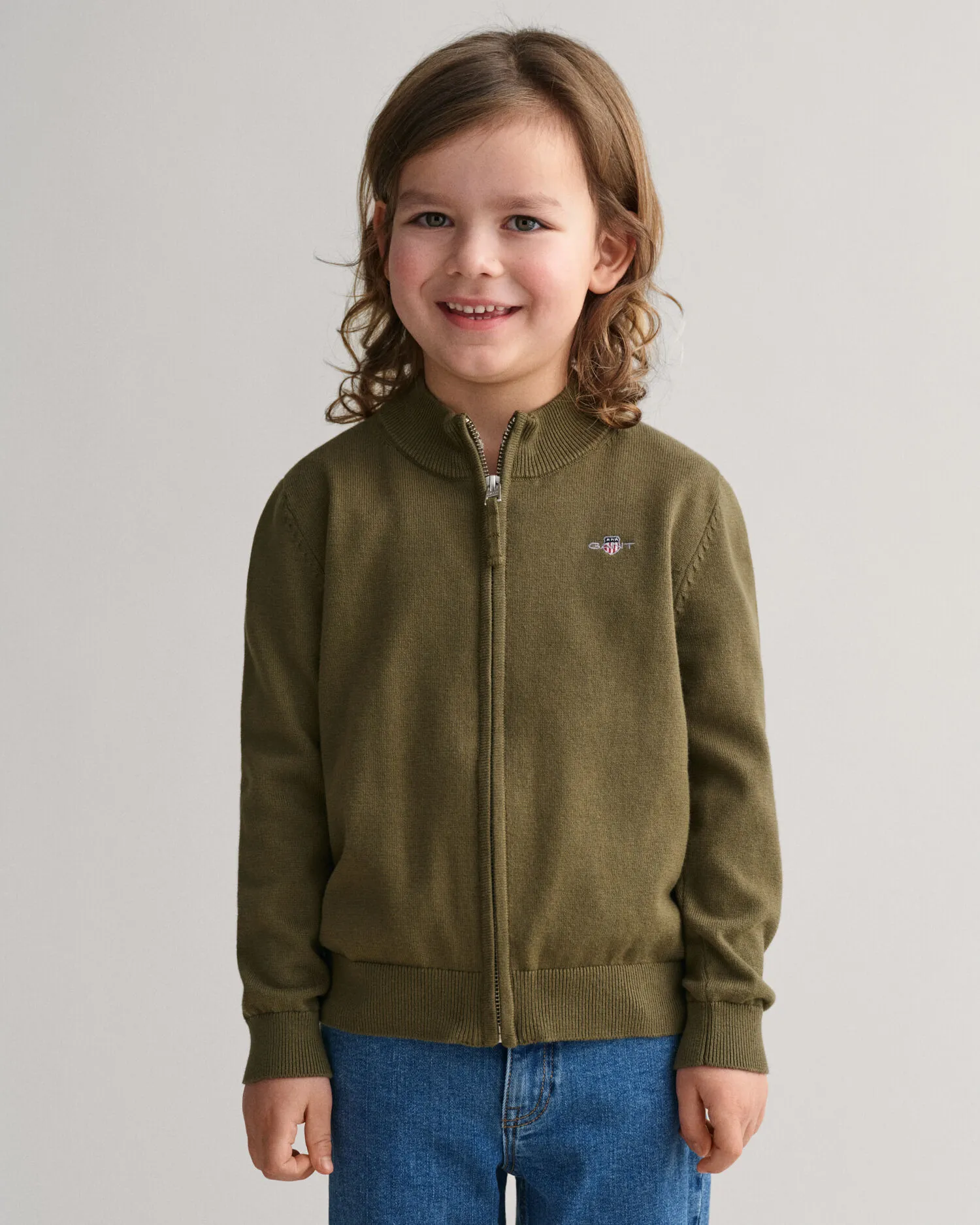 Cardigan Shield in cotone con zip Kids    