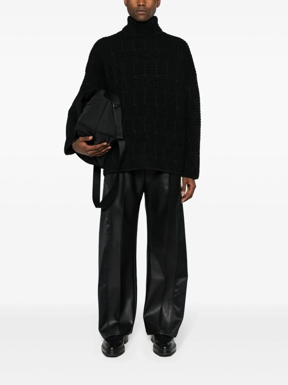   Fear Of God  Dolcevita nero in lana jacquard  