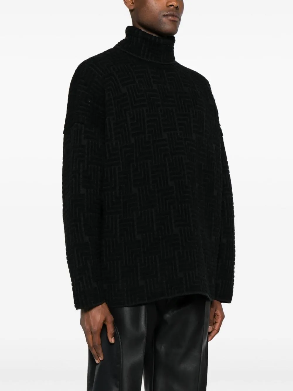   Fear Of God  Dolcevita nero in lana jacquard  