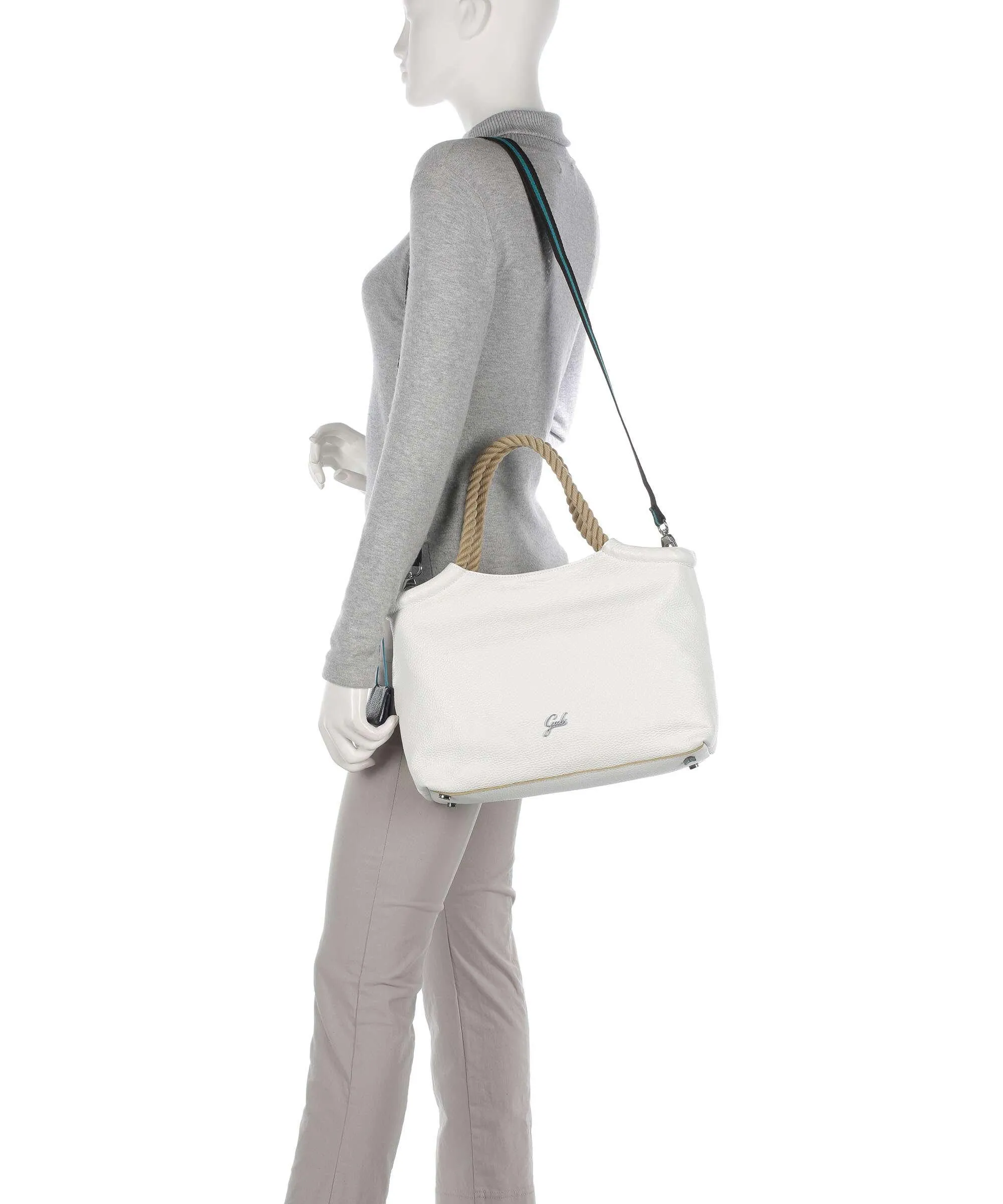  Gabs Raffaella M Borsa shopper pelle di vitello grana bianco  