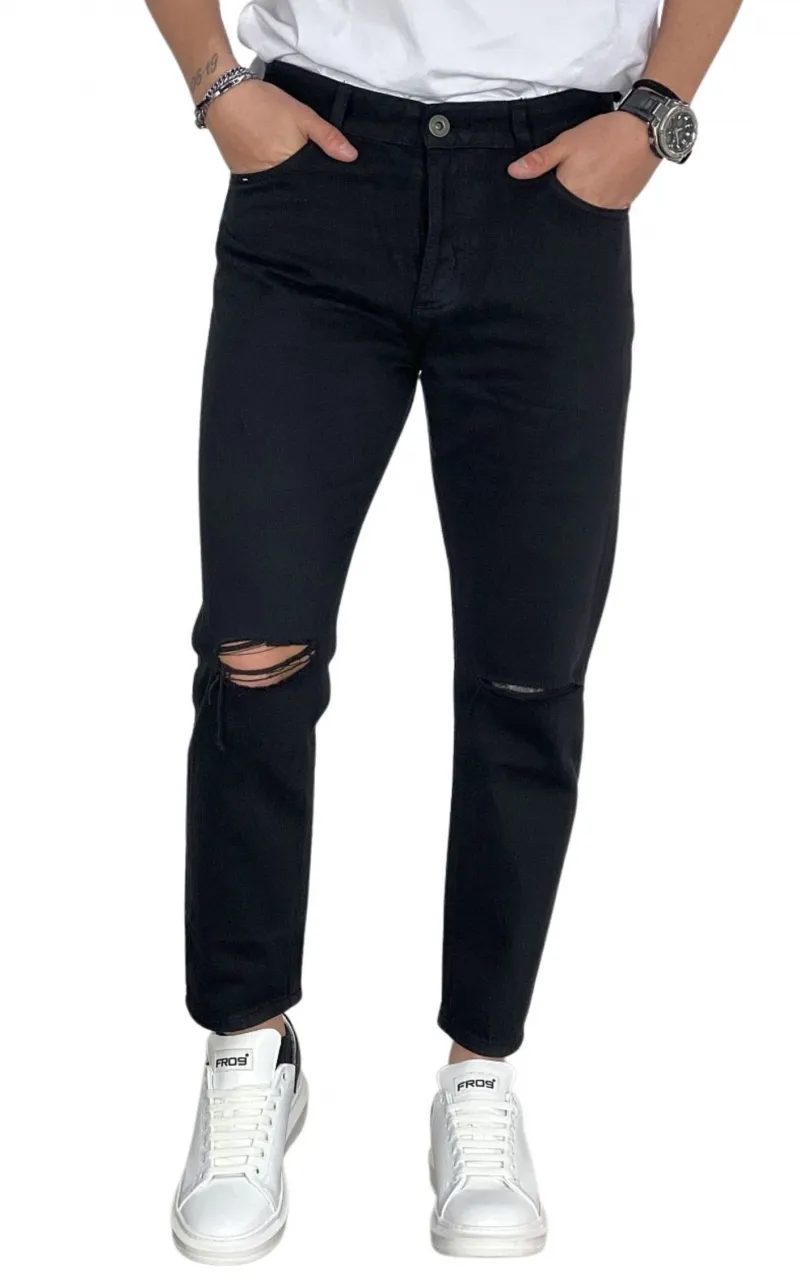 GIANNI LUPO Jeans Copper Carrot Taglio al Ginocchio - Nero