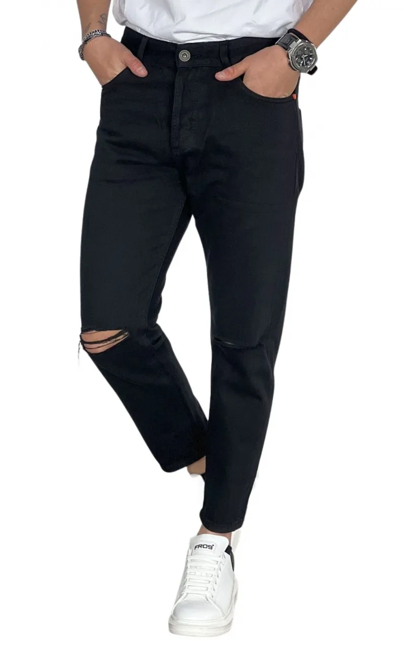 GIANNI LUPO Jeans Copper Carrot Taglio al Ginocchio - Nero