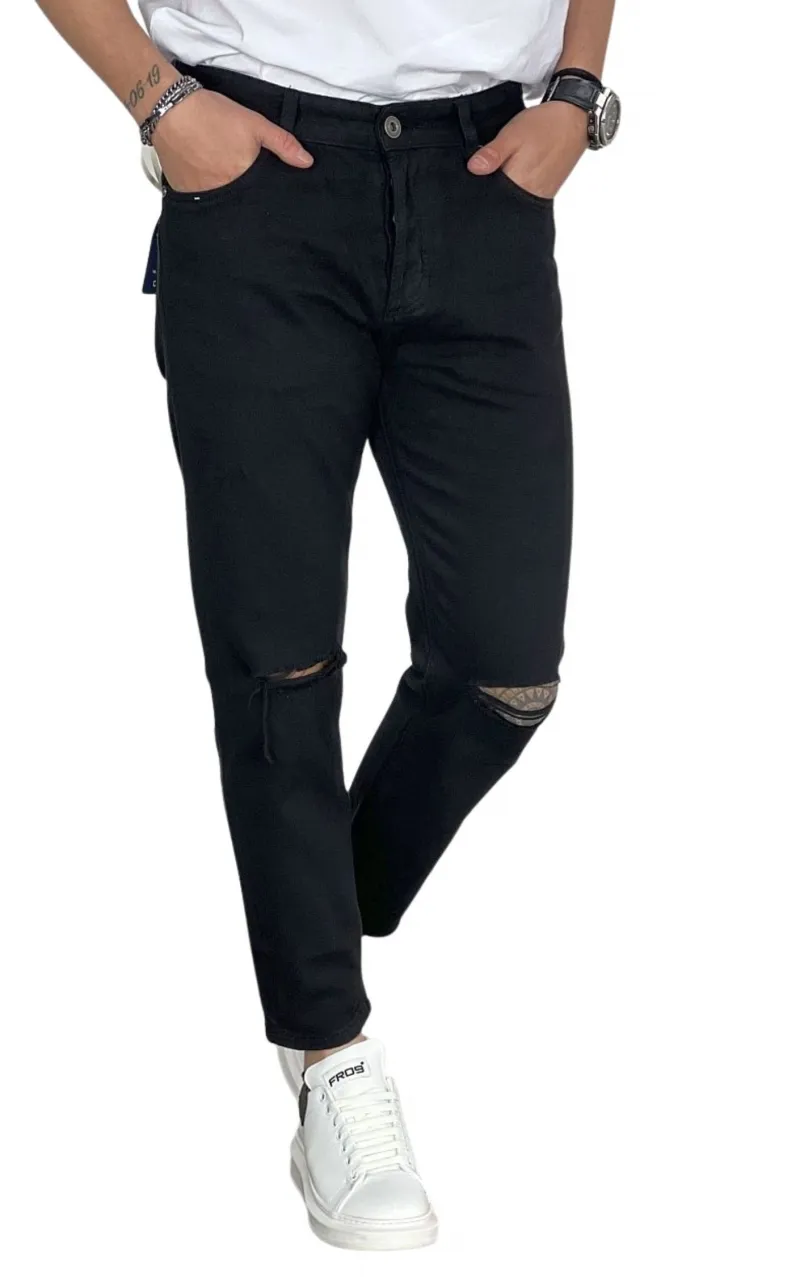 GIANNI LUPO Jeans Copper Carrot Taglio al Ginocchio - Nero