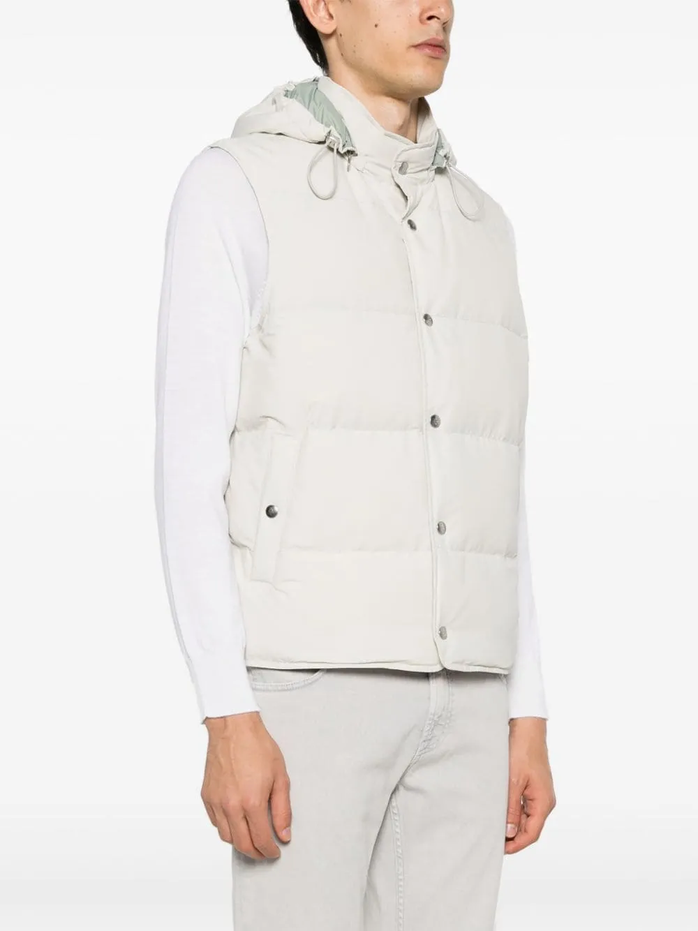 Gilet imbottito con cappuccio in bianco di Eleventy - uomo