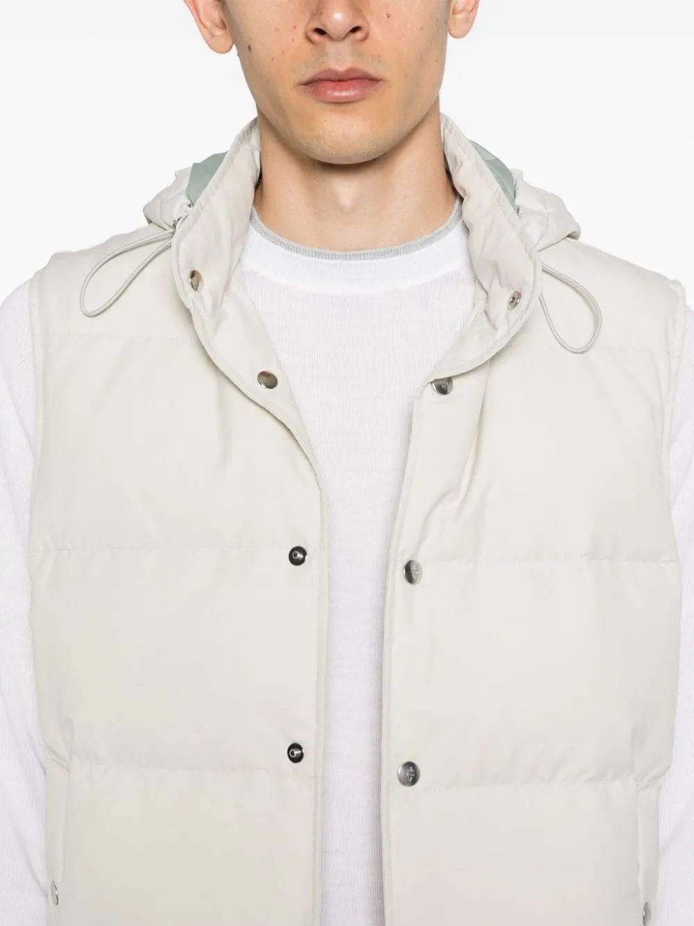 Gilet imbottito con cappuccio in bianco di Eleventy - uomo