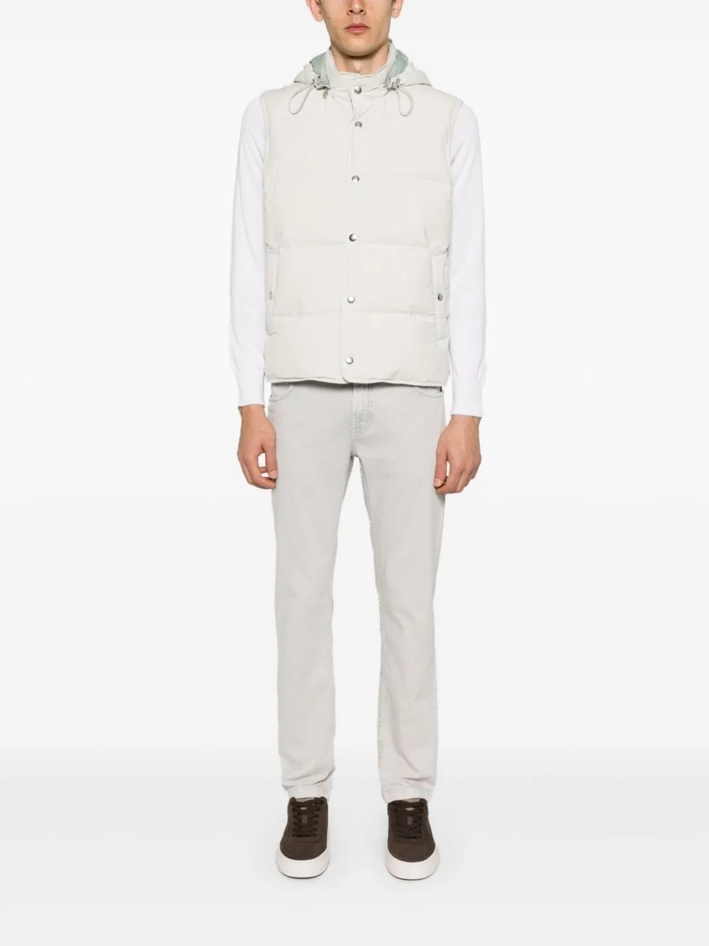 Gilet imbottito con cappuccio in bianco di Eleventy - uomo