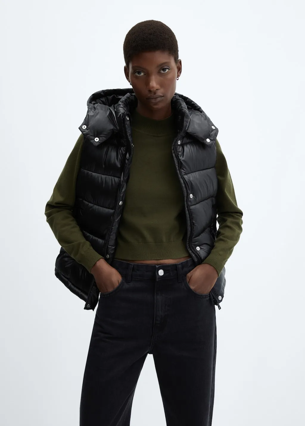 Gilet imbottito impermeabile cappuccio