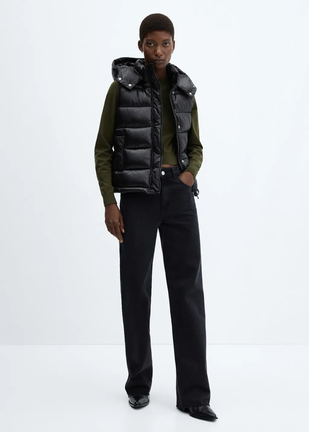 Gilet imbottito impermeabile cappuccio