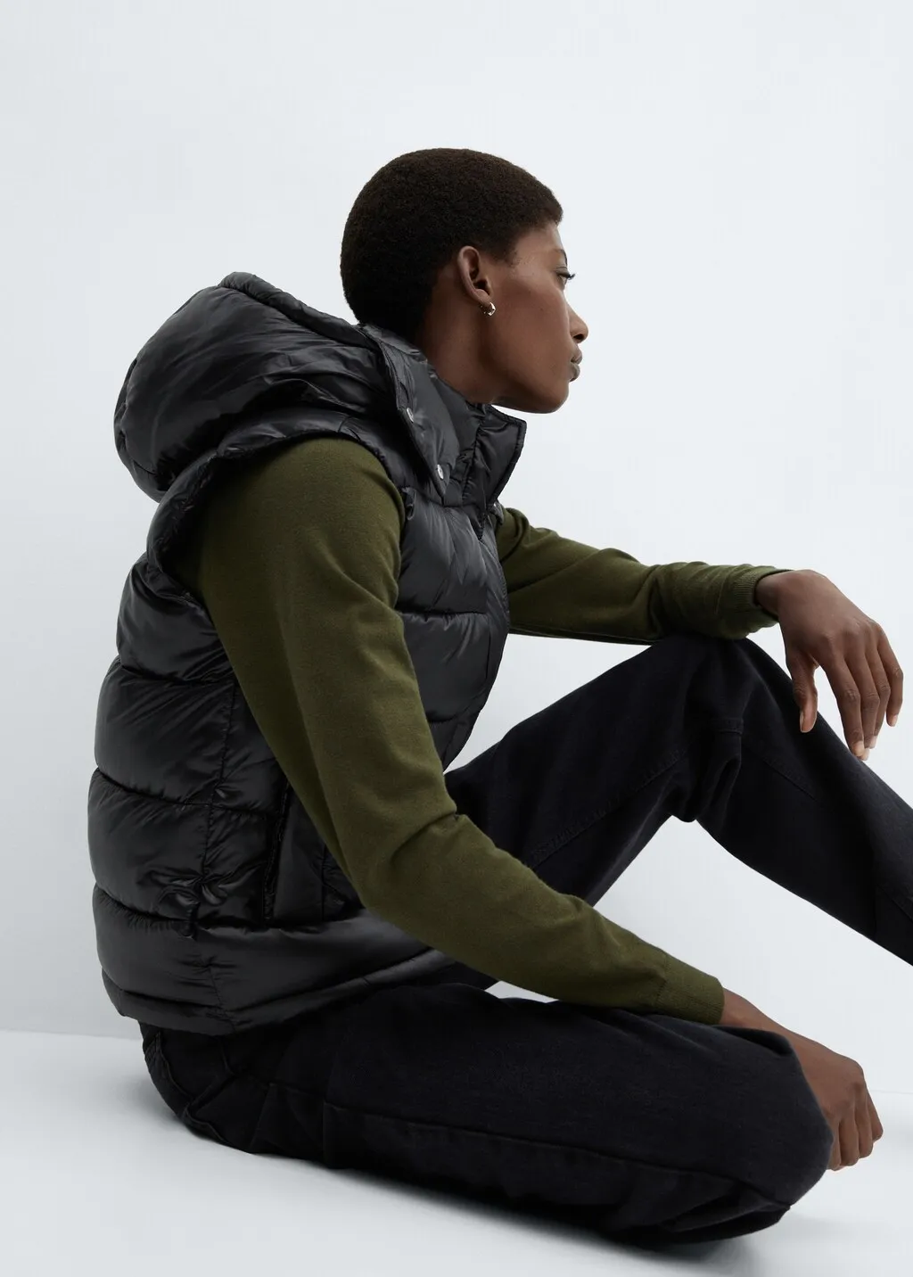 Gilet imbottito impermeabile cappuccio