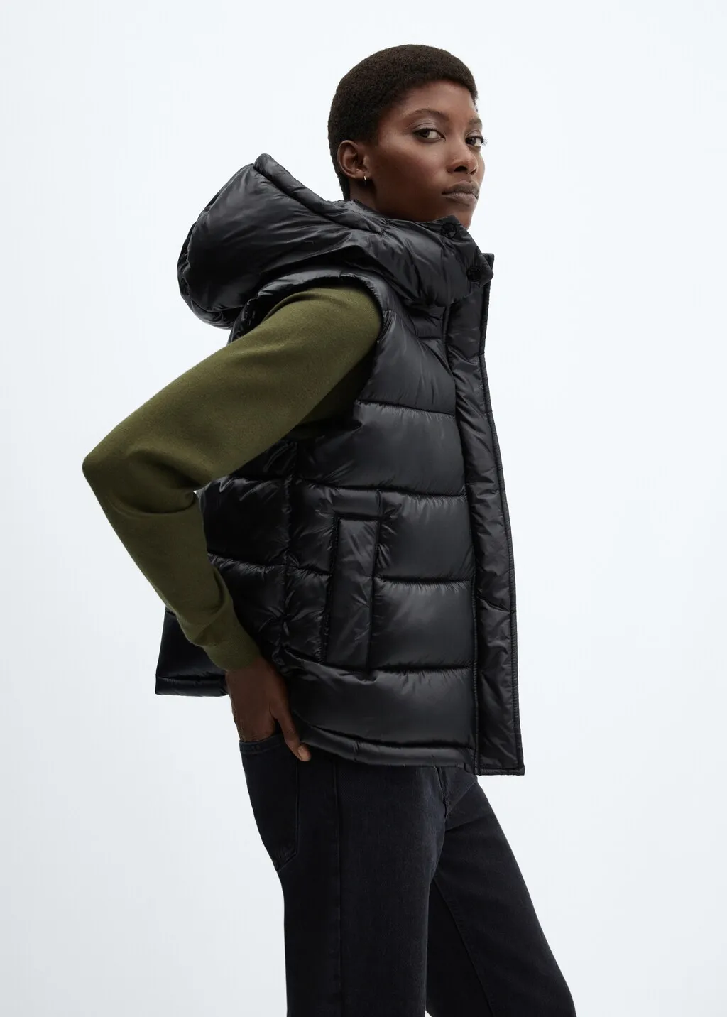 Gilet imbottito impermeabile cappuccio