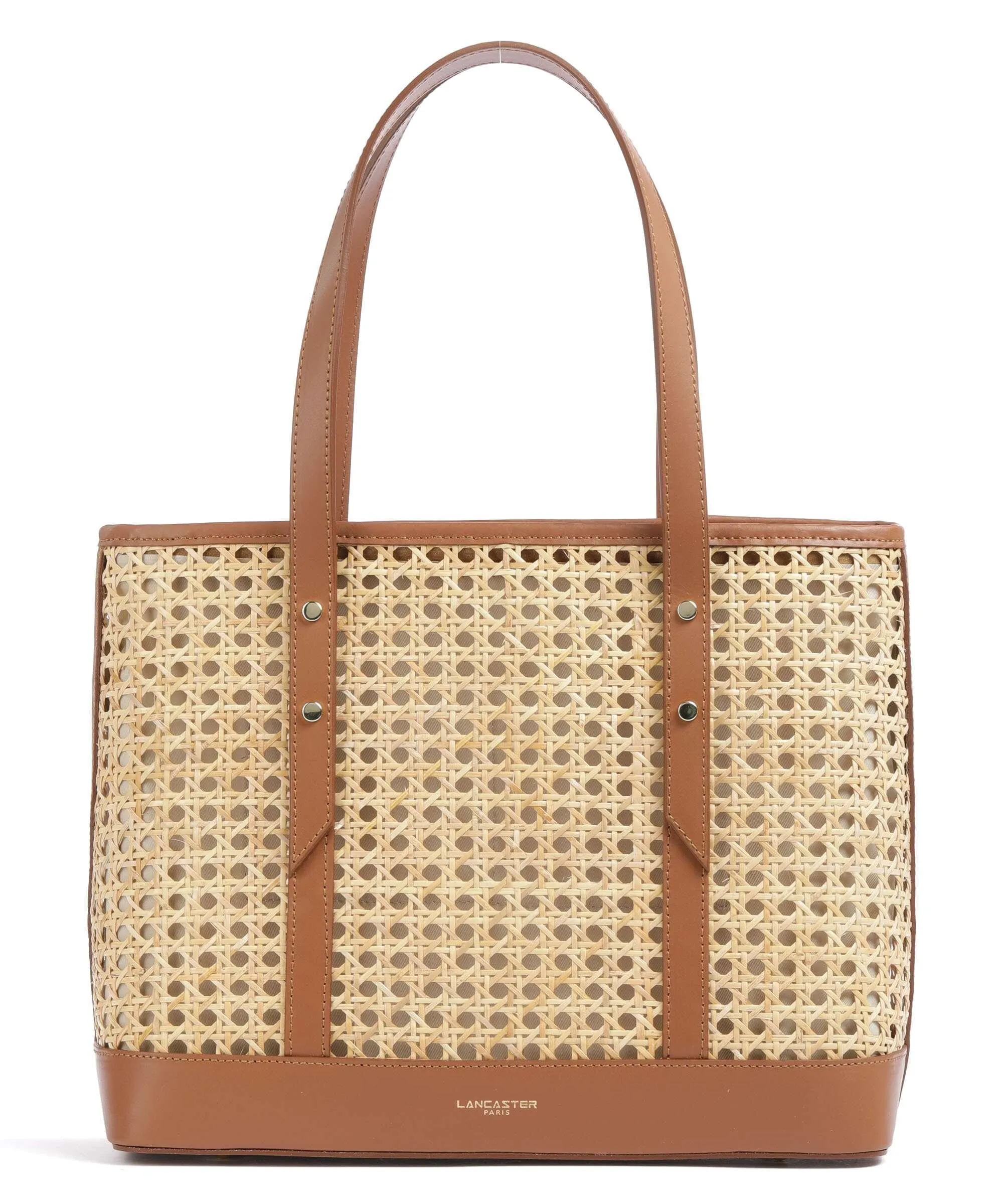  Lancaster Actual Cannage Rotin Borsa shopper rattan, pelle bovina marrone/beige  