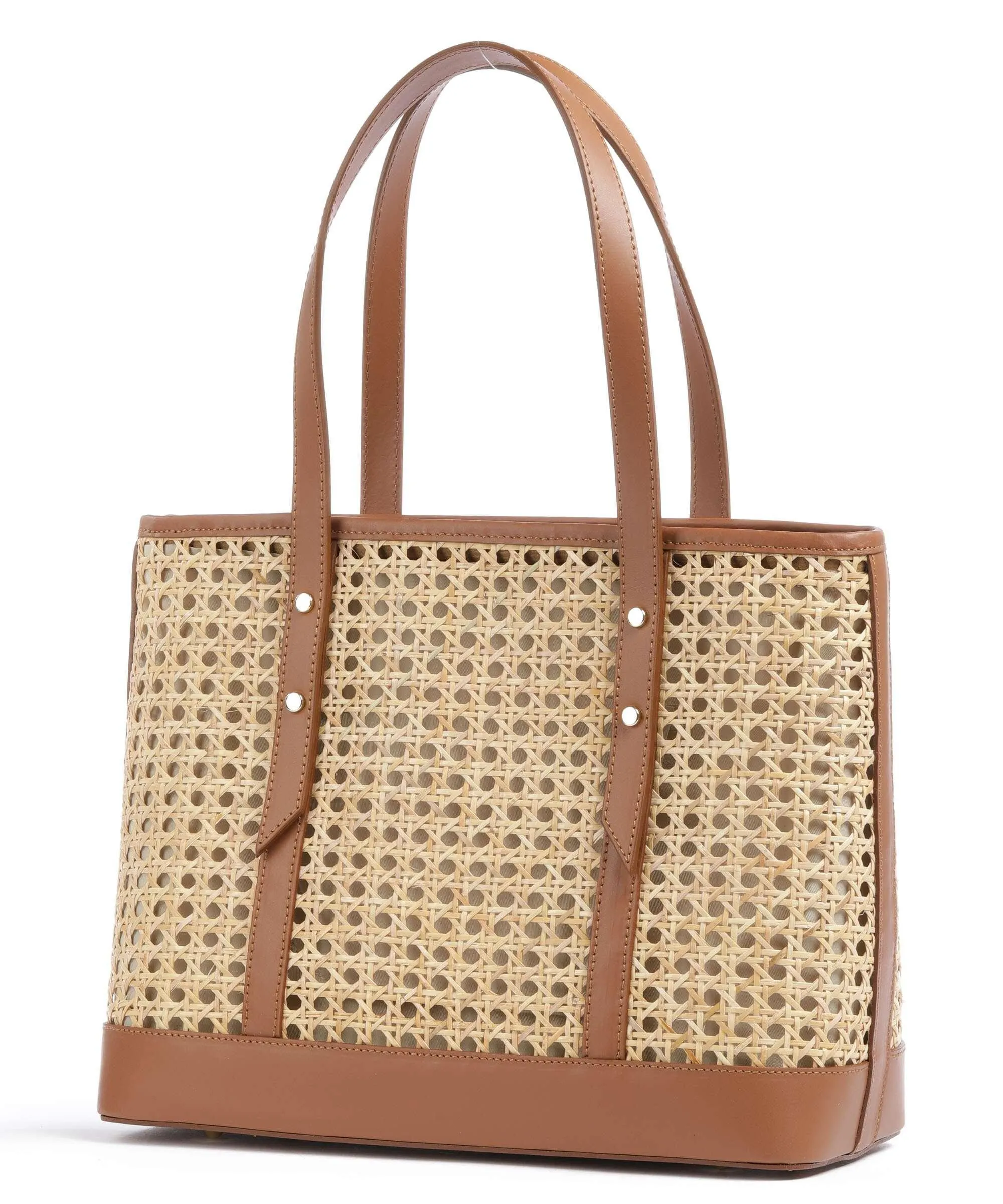  Lancaster Actual Cannage Rotin Borsa shopper rattan, pelle bovina marrone/beige  