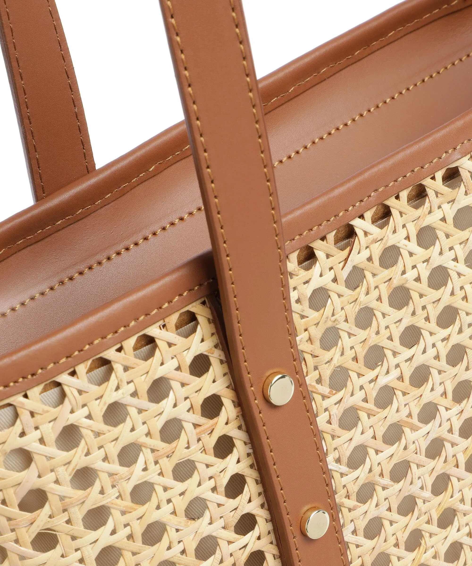  Lancaster Actual Cannage Rotin Borsa shopper rattan, pelle bovina marrone/beige  