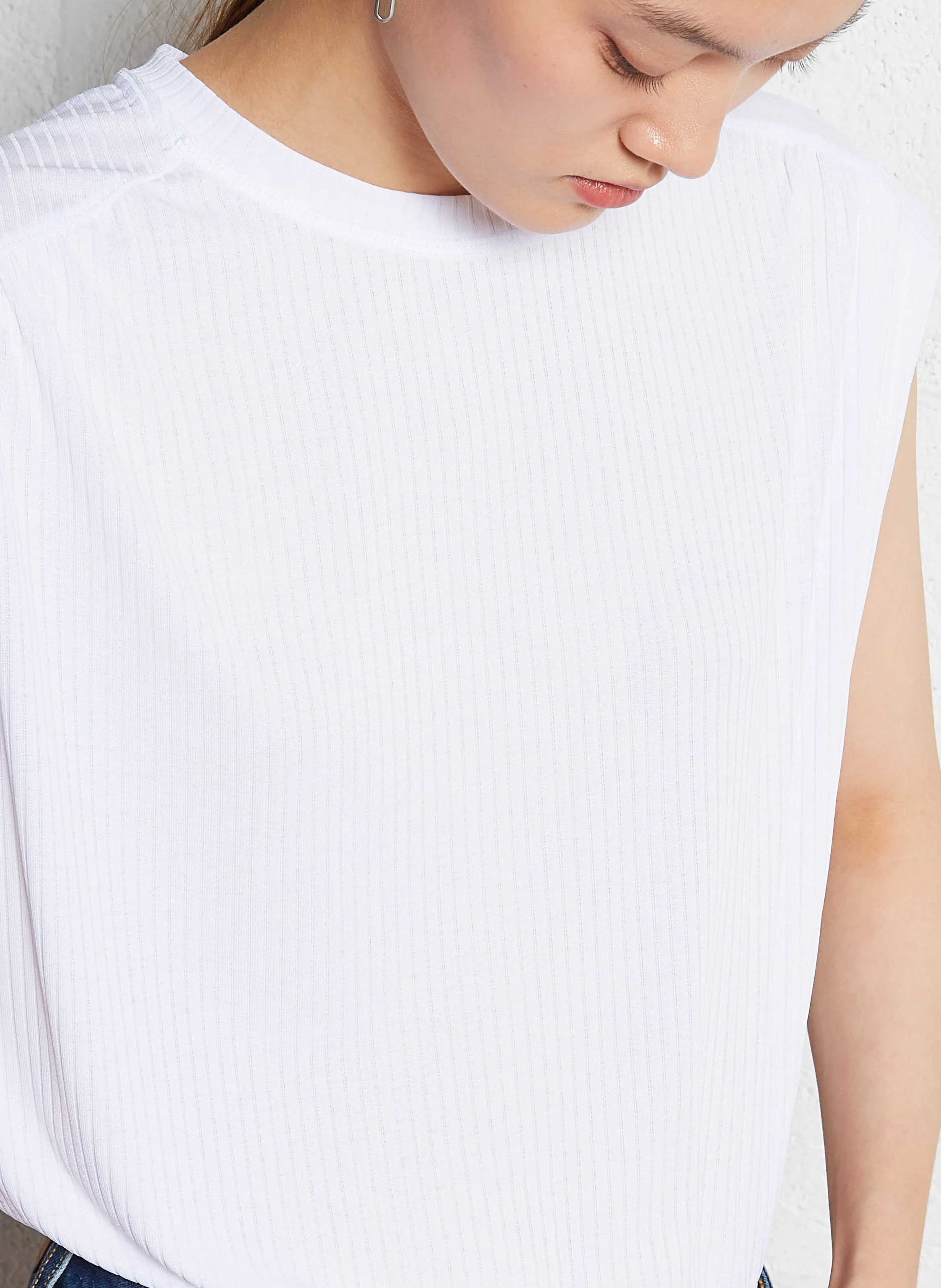  LE TEMPS DES CERISES   FRASER - Maglietta oversize a coste con scollo tondo | Bianco