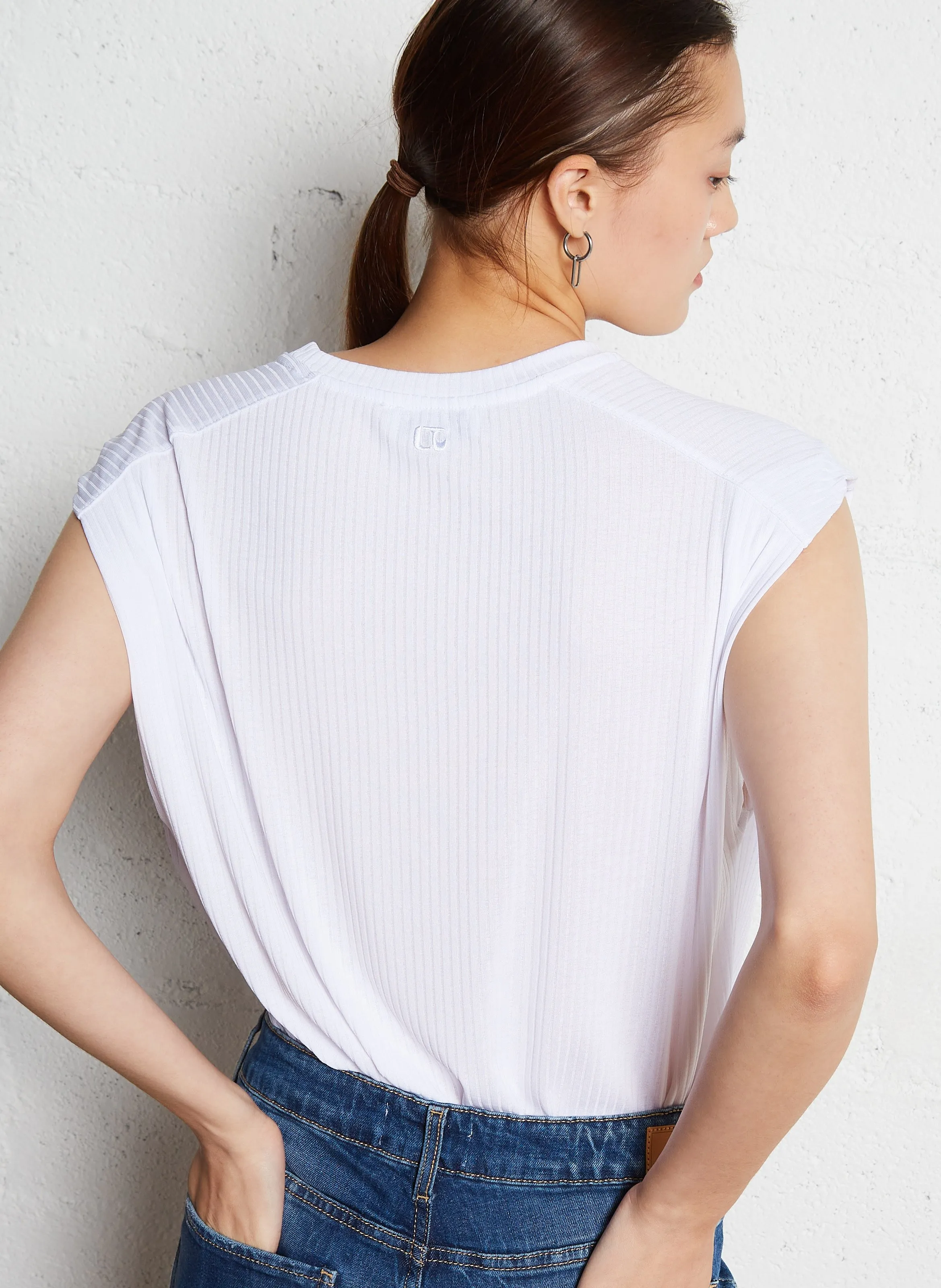  LE TEMPS DES CERISES   FRASER - Maglietta oversize a coste con scollo tondo | Bianco