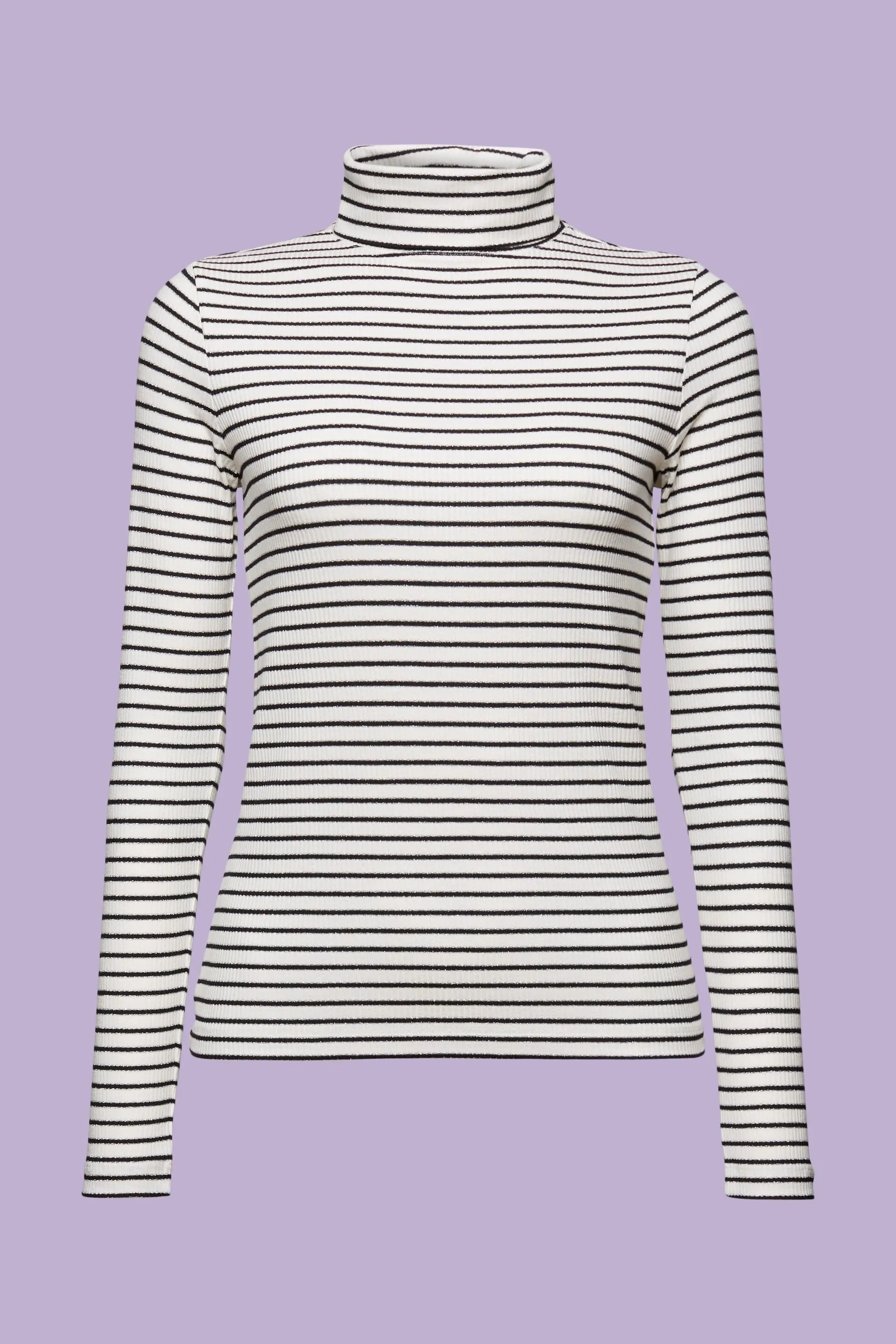 Maglia a maniche lunghe con collo a tartaruga e righe glitterate
