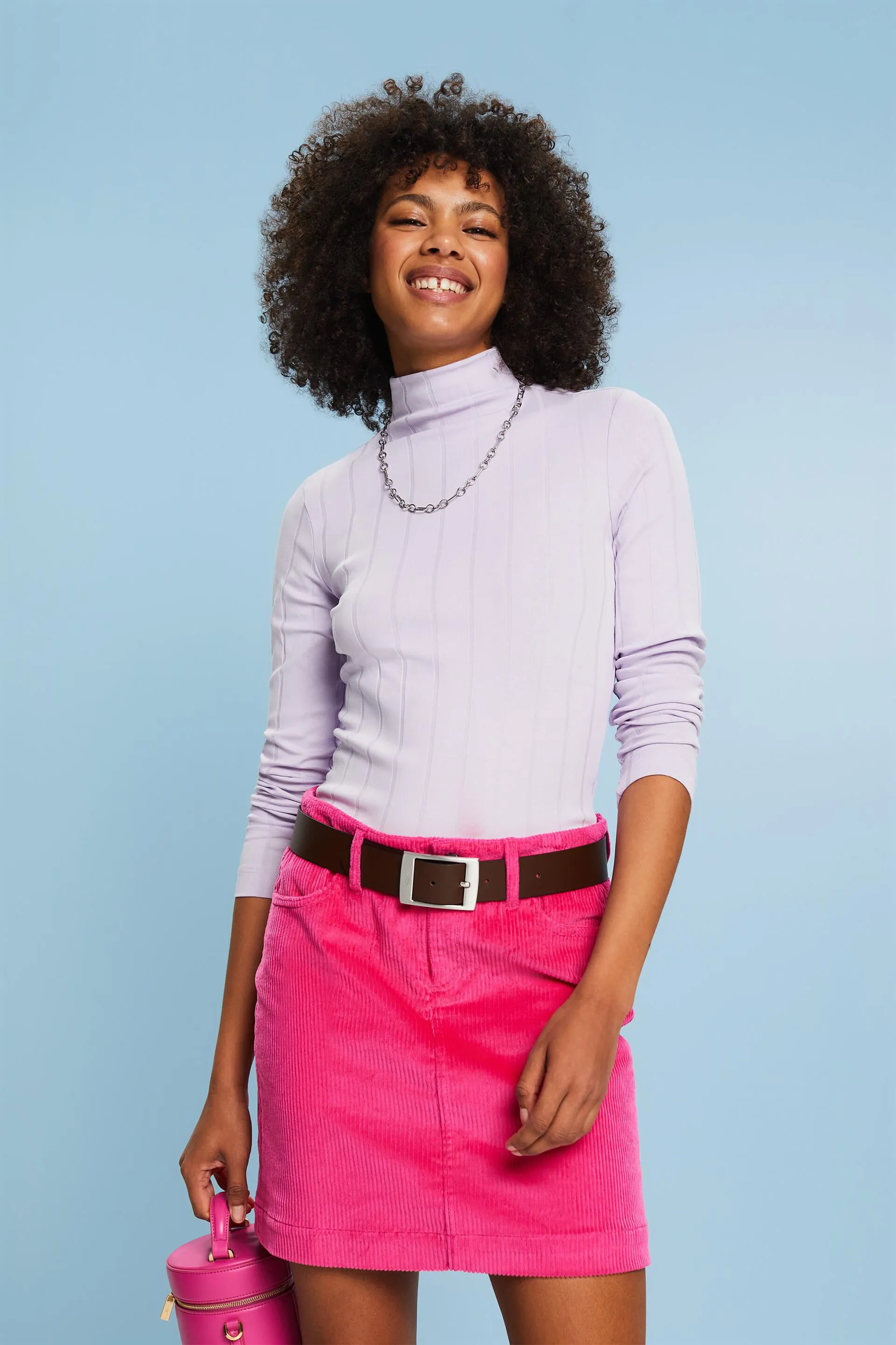 Maglia dolcevita in jersey a coste